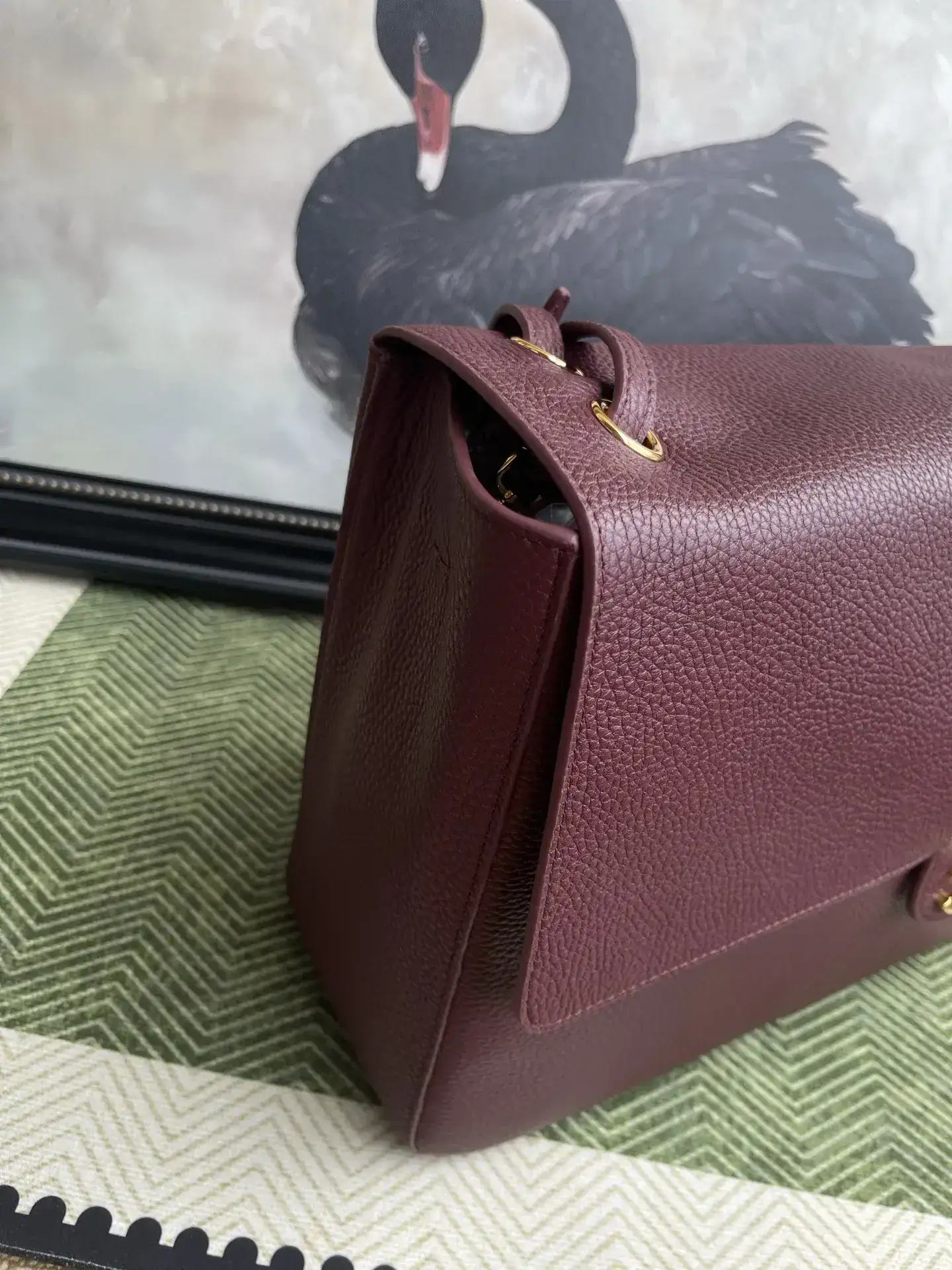 Chanel Classic Flap Burgundy Grained Leather Top Handle Bag product photo from LabelPicks