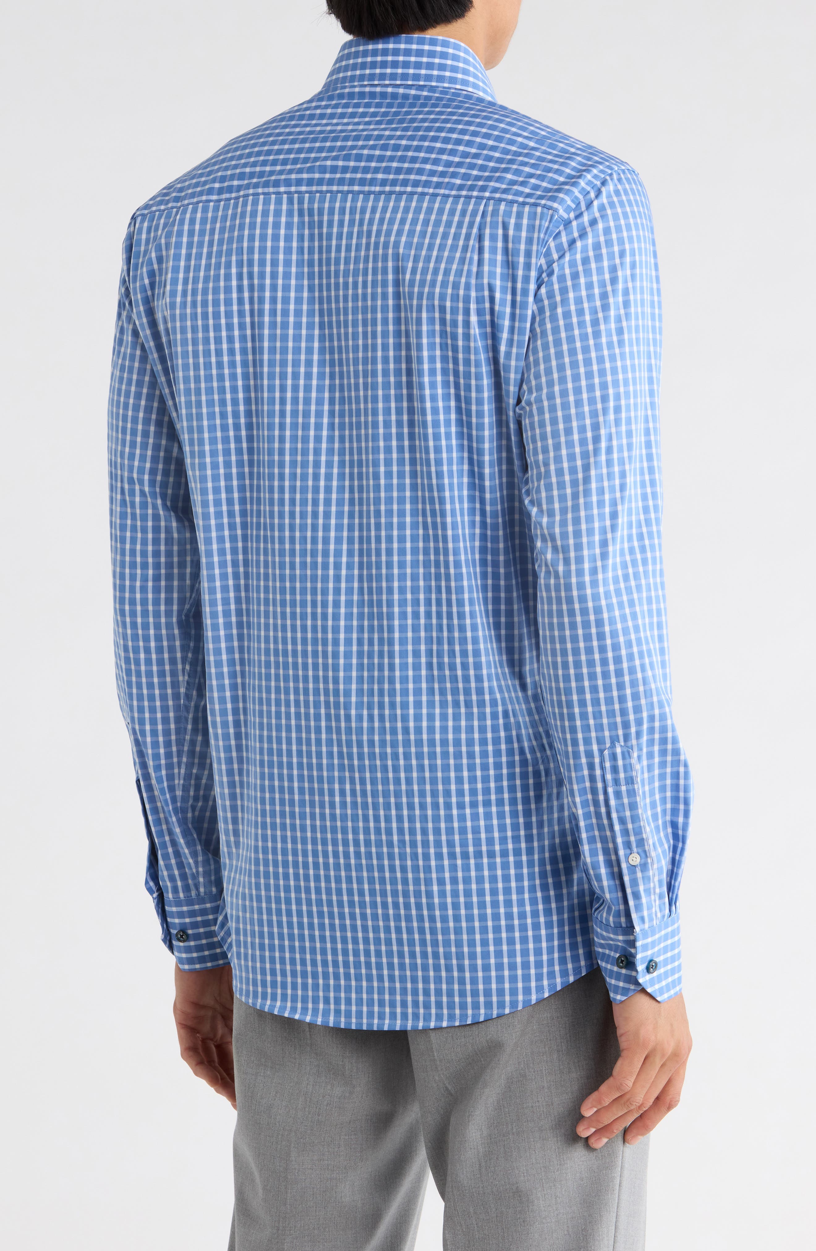 Duchamp Grid Print Slim Fit Dress Shirt