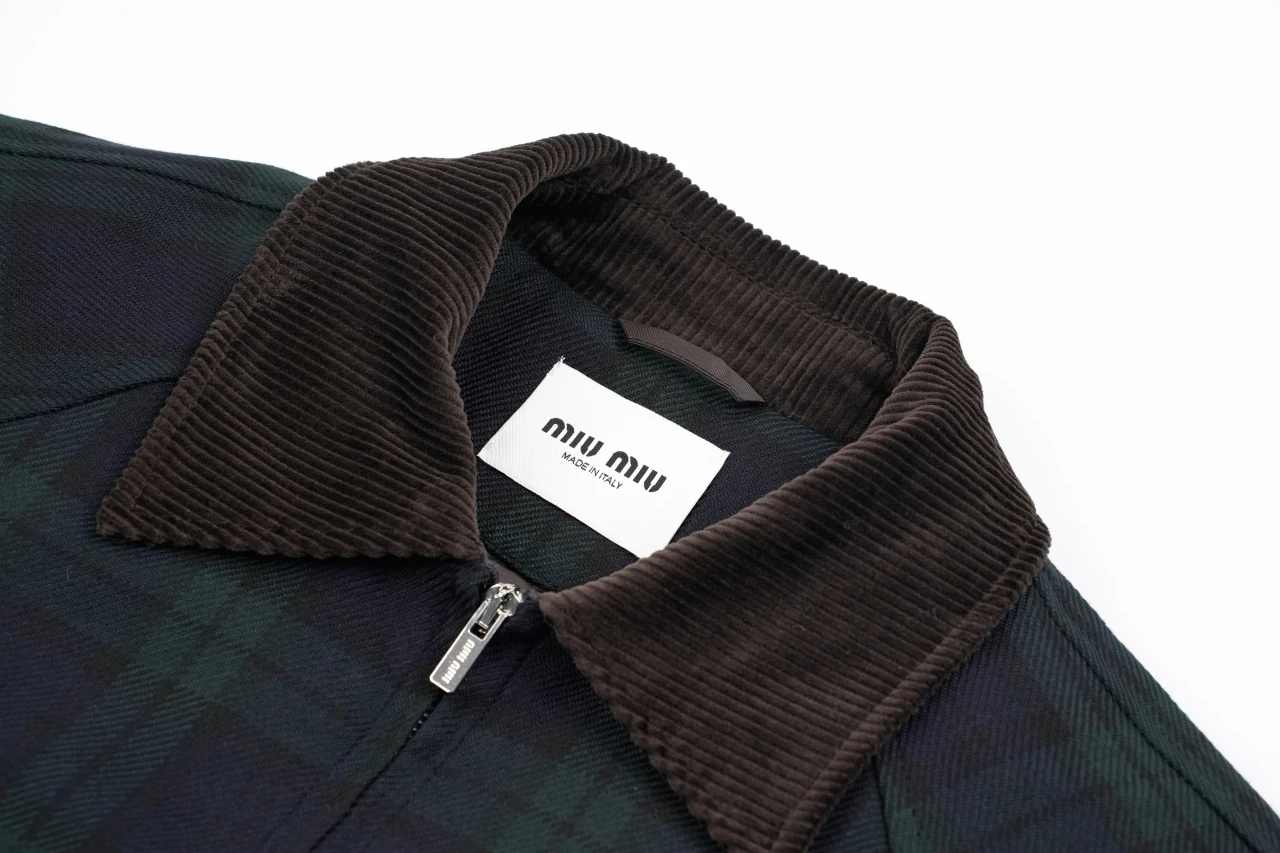 Miu Miu Dark Green Check Logo Padded Jacket product photo from LabelPicks