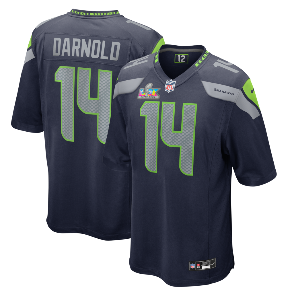 Men's Seattle Seahawks Sam Darnold Nike College Navy Super Bowl LX Patch Game Jersey