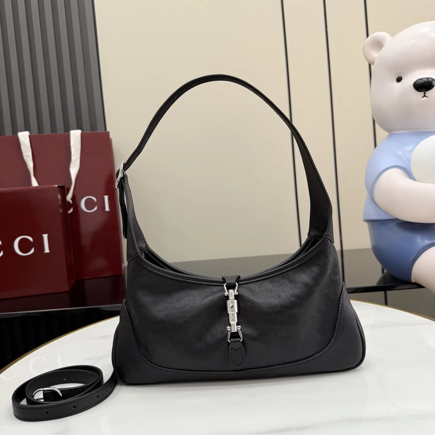 Gucci Black Jackie Grained Leather Shoulder Bag product photo from LabelPicks