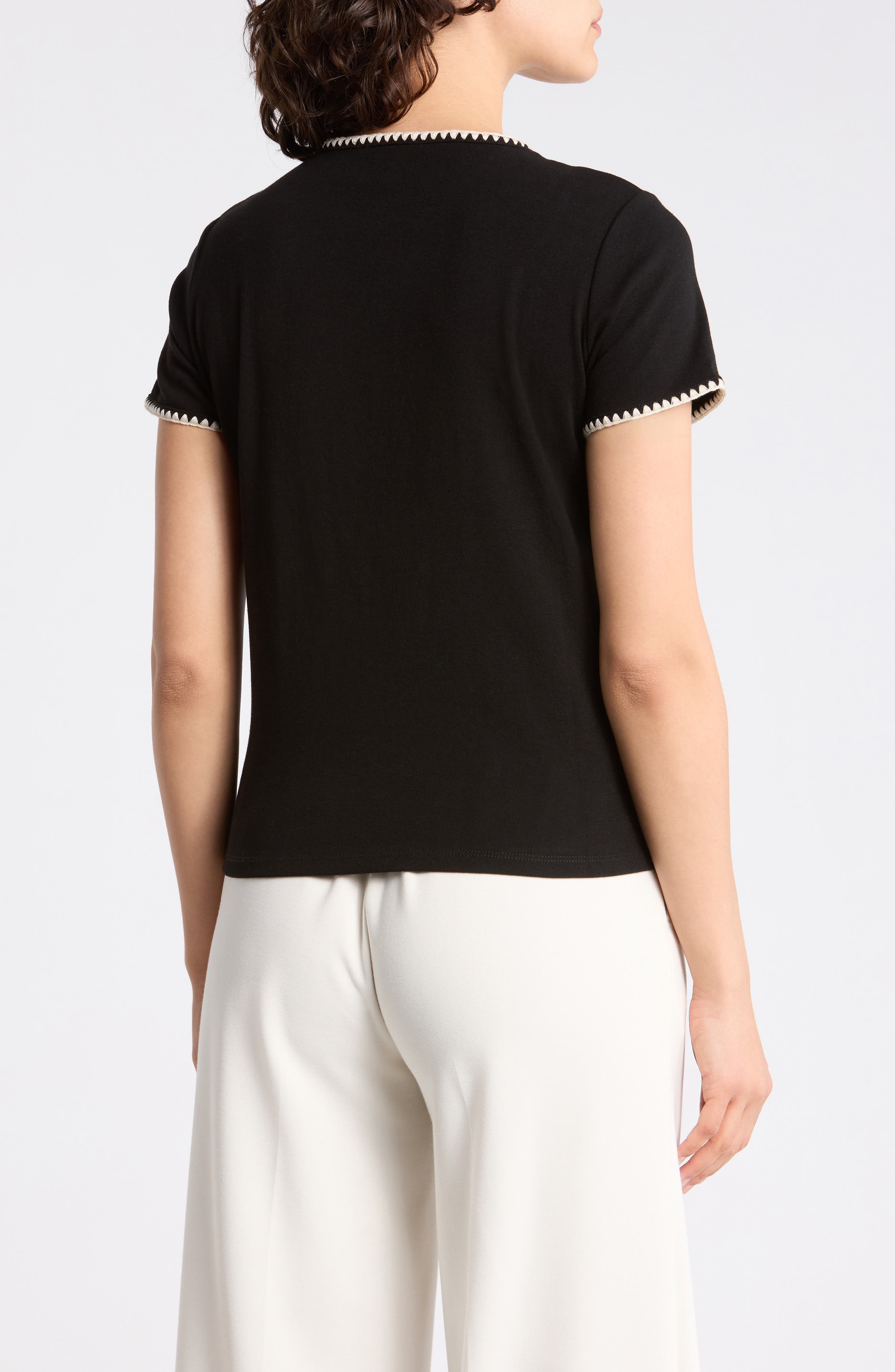 T Tahari Short Sleeve Shell Stitched T-Shirt