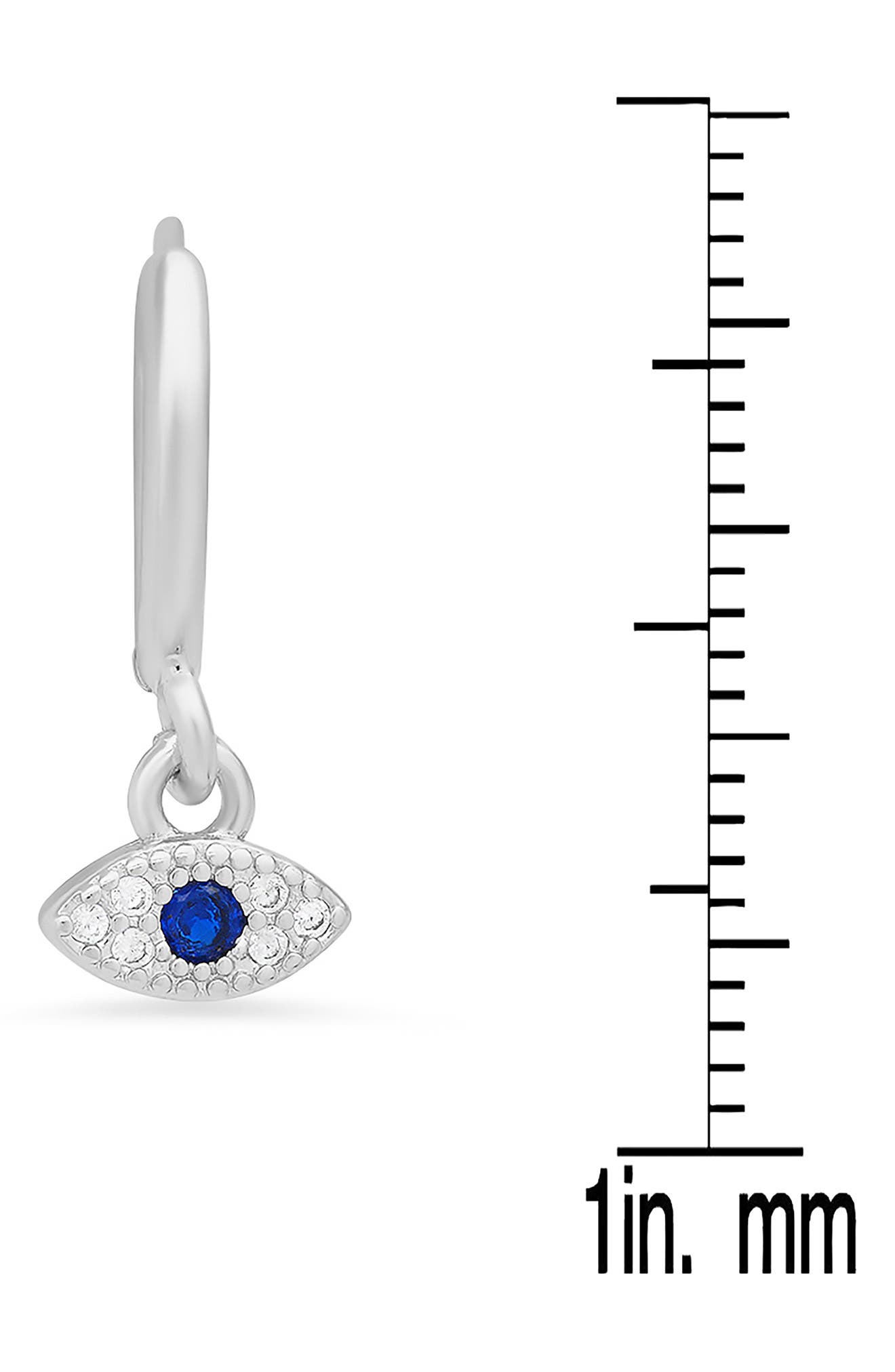 HMY JEWELRY 18K White Gold Plated Evil Eye Drop Huggie Hoop Earrings