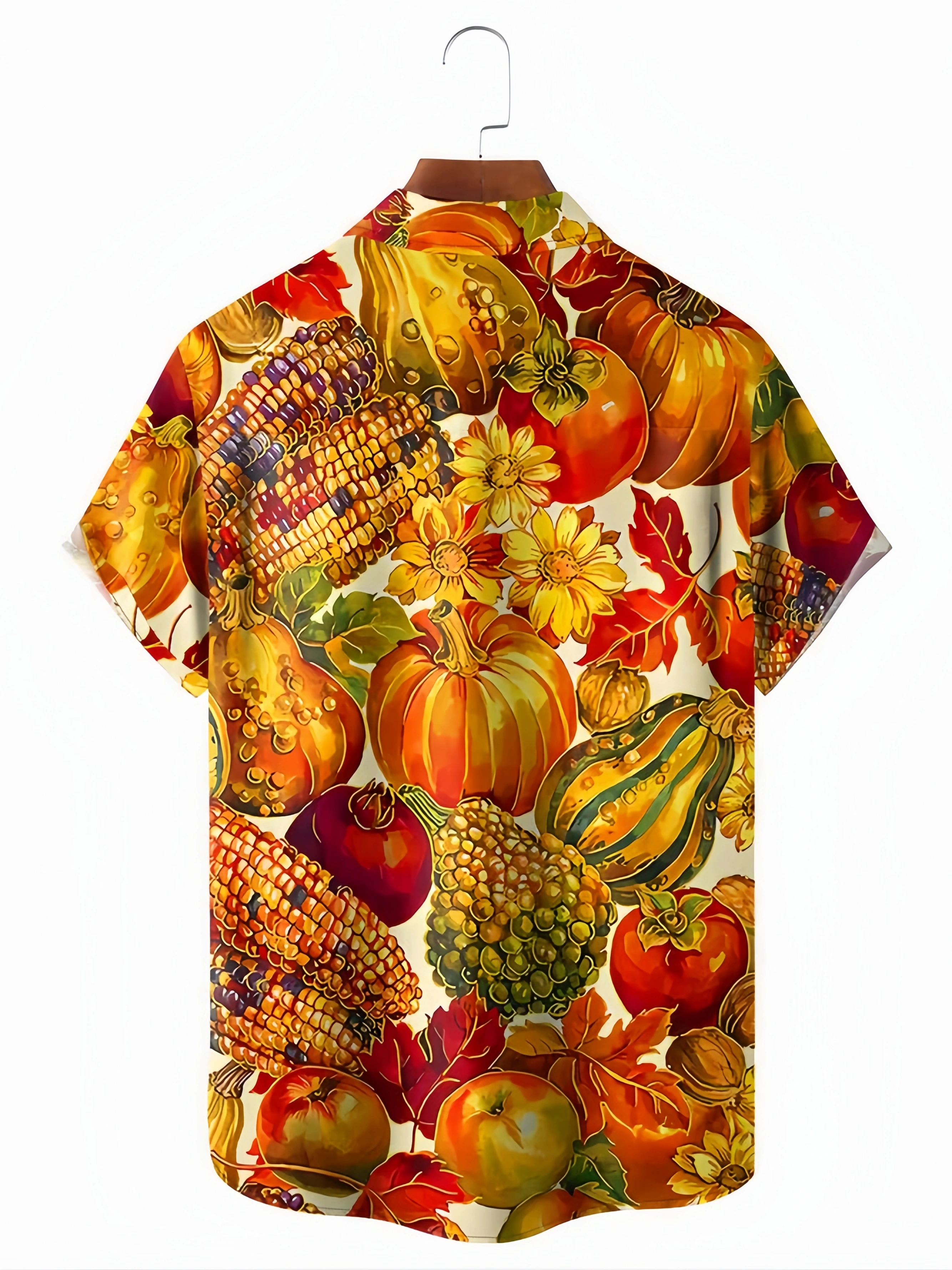 Thanksgiving Chest Pocket Short Sleeve Casual Shirt