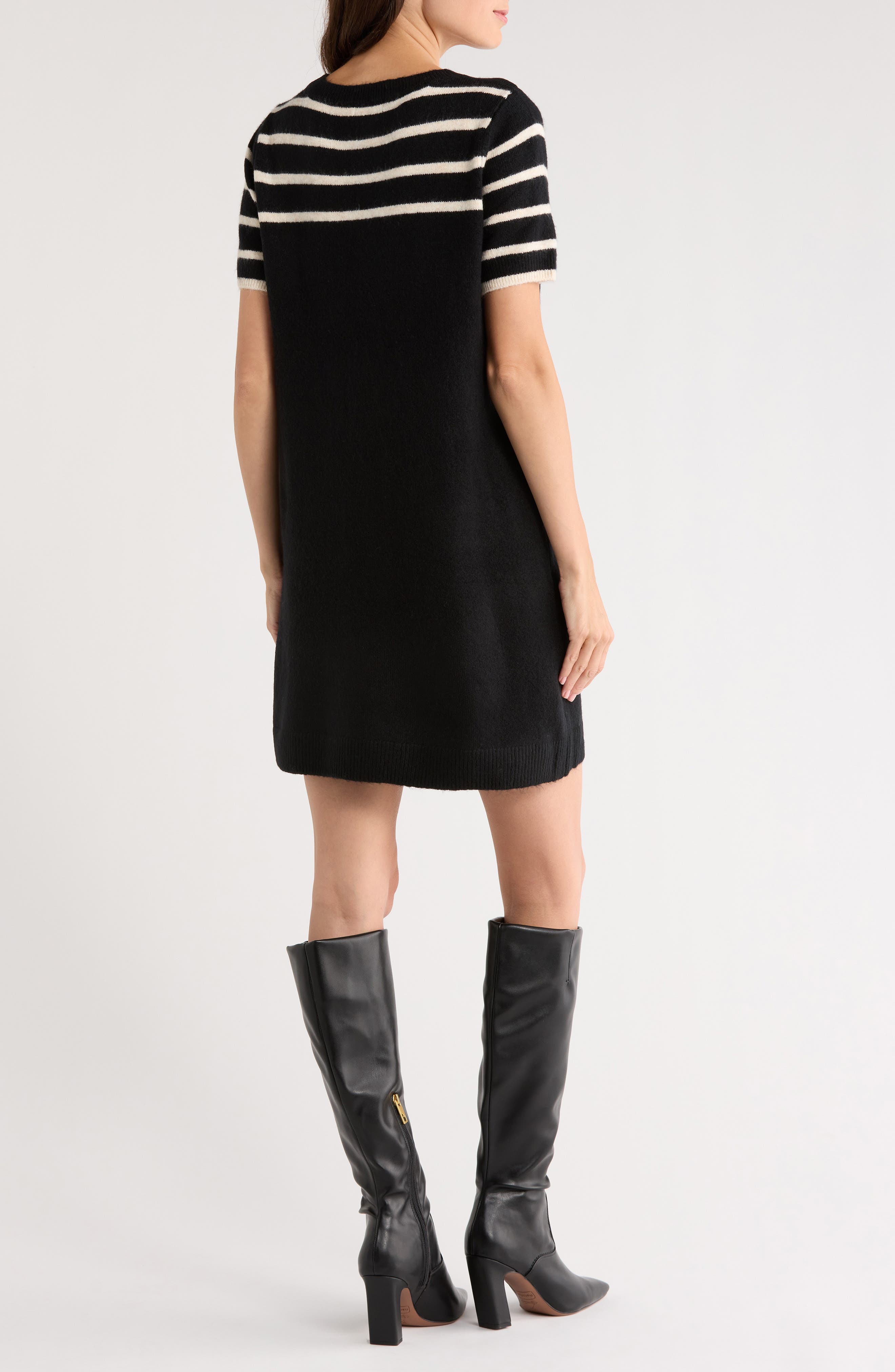Halogen® Stripe Short Sleeve Sweater Dress