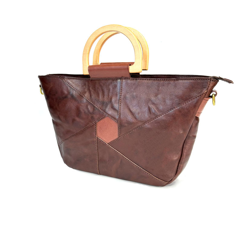 Burnt Orange Cognac Geometric Tote