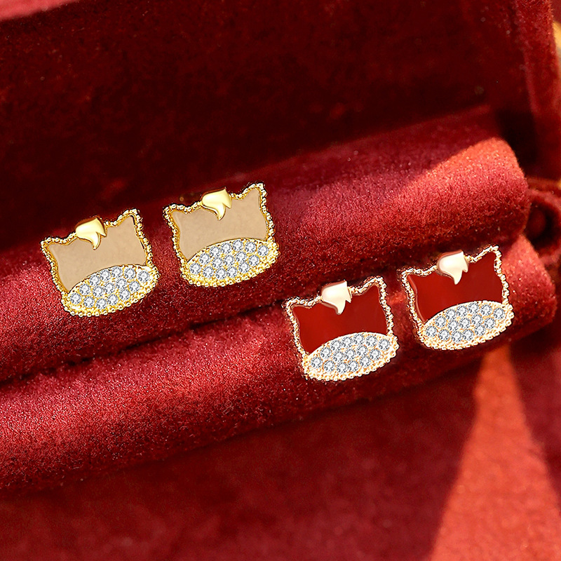 Original Fuma New Year Earrings for Women, Pure Silver, Chinese Style, Year of the Horse, Zodiac Year, Cute Horse Earrings, Hotan Jade Ear Accessories
