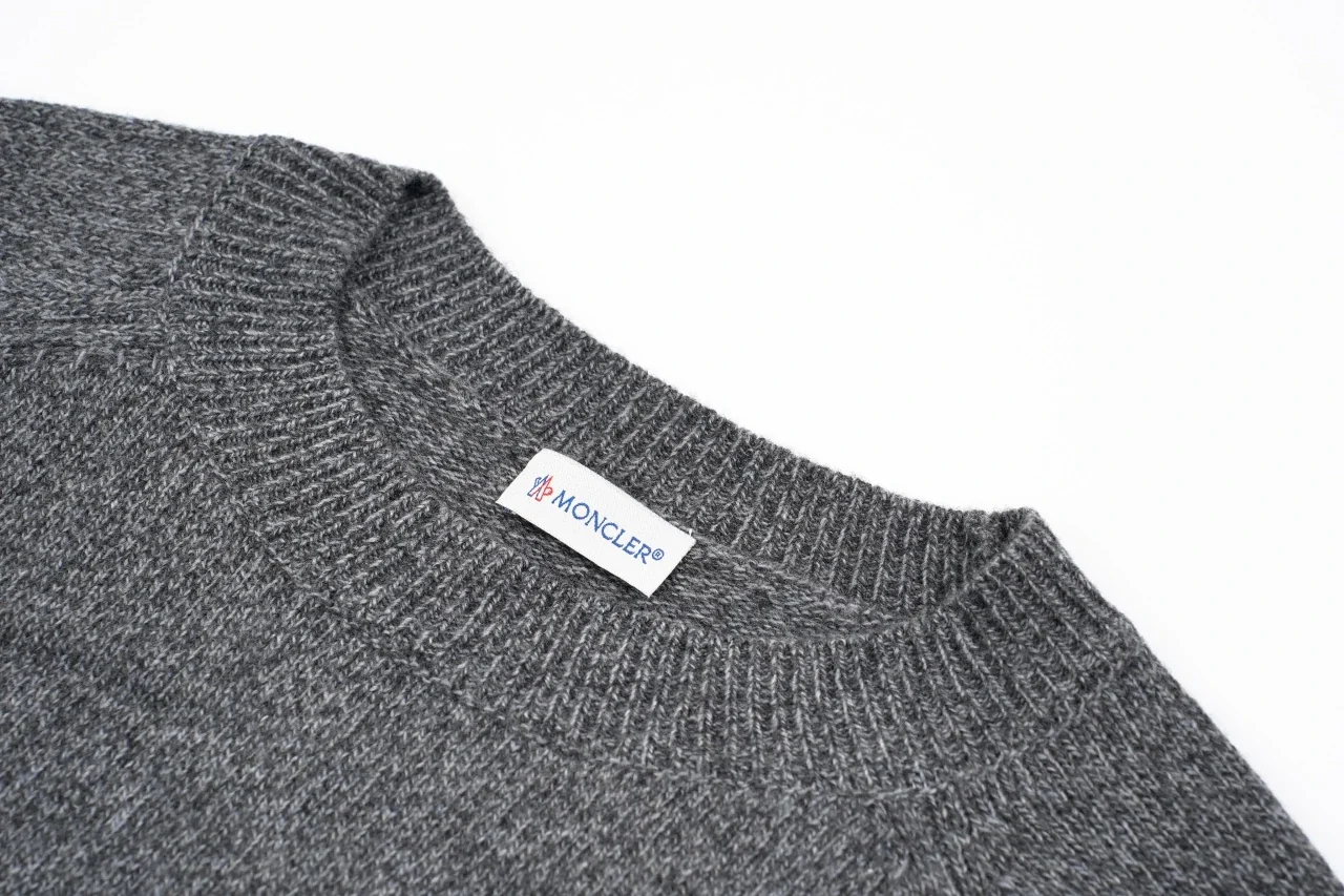 Moncler Grey Mixed-Knit Crewneck Sweater product photo from LabelPicks