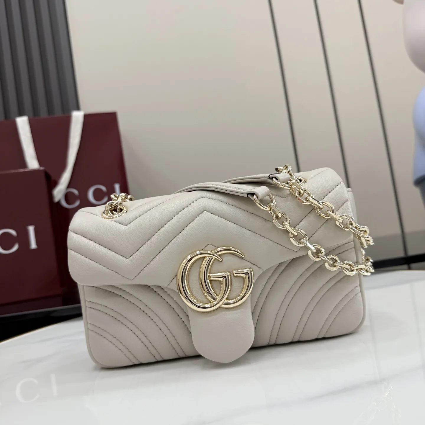 Gucci Grey Marmont GG Supreme Canvas Shoulder Bag product photo from LabelPicks