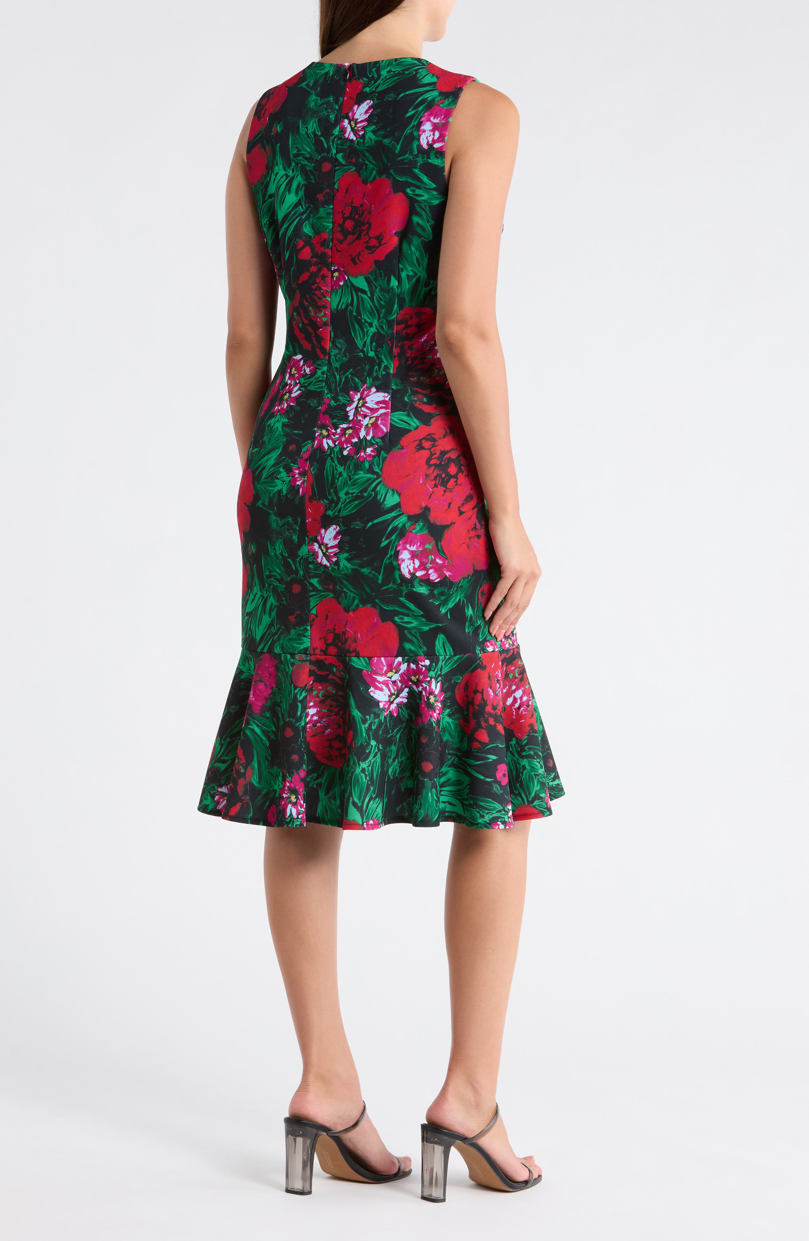 Julia Jordan Floral Sleeveless Ruffle Hem Midi Dress