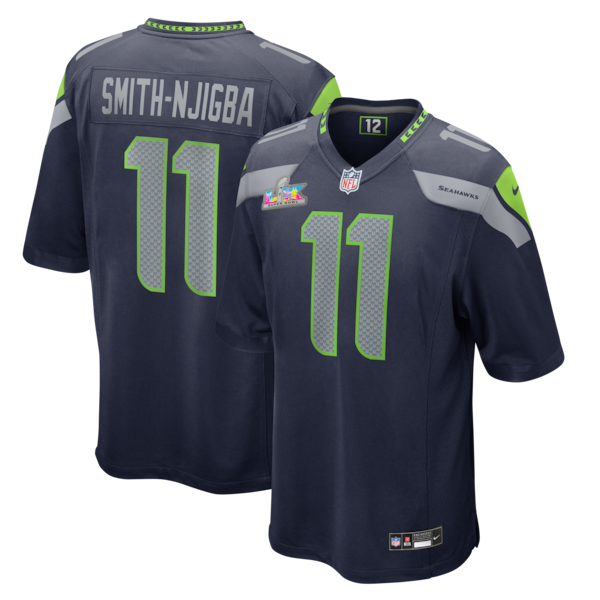 Men's Seattle Seahawks Jaxon Smith-Njigba Nike College Navy Super Bowl LX Patch Game Jersey