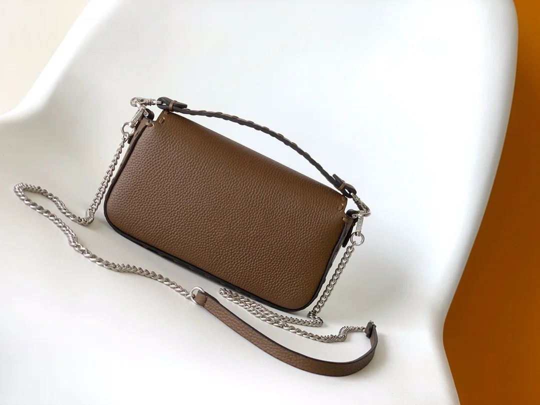 Fendi Baguette Brown Grained Leather Shoulder Bag product photo from LabelPicks