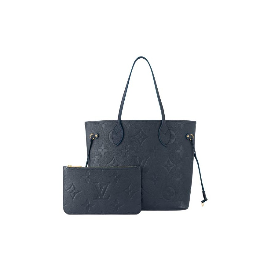 LOUIS VUITTON NEVERFULL MM Women's Medium Tote/ Shopping Bag in Deep Blue with Monogram and Zip Closure