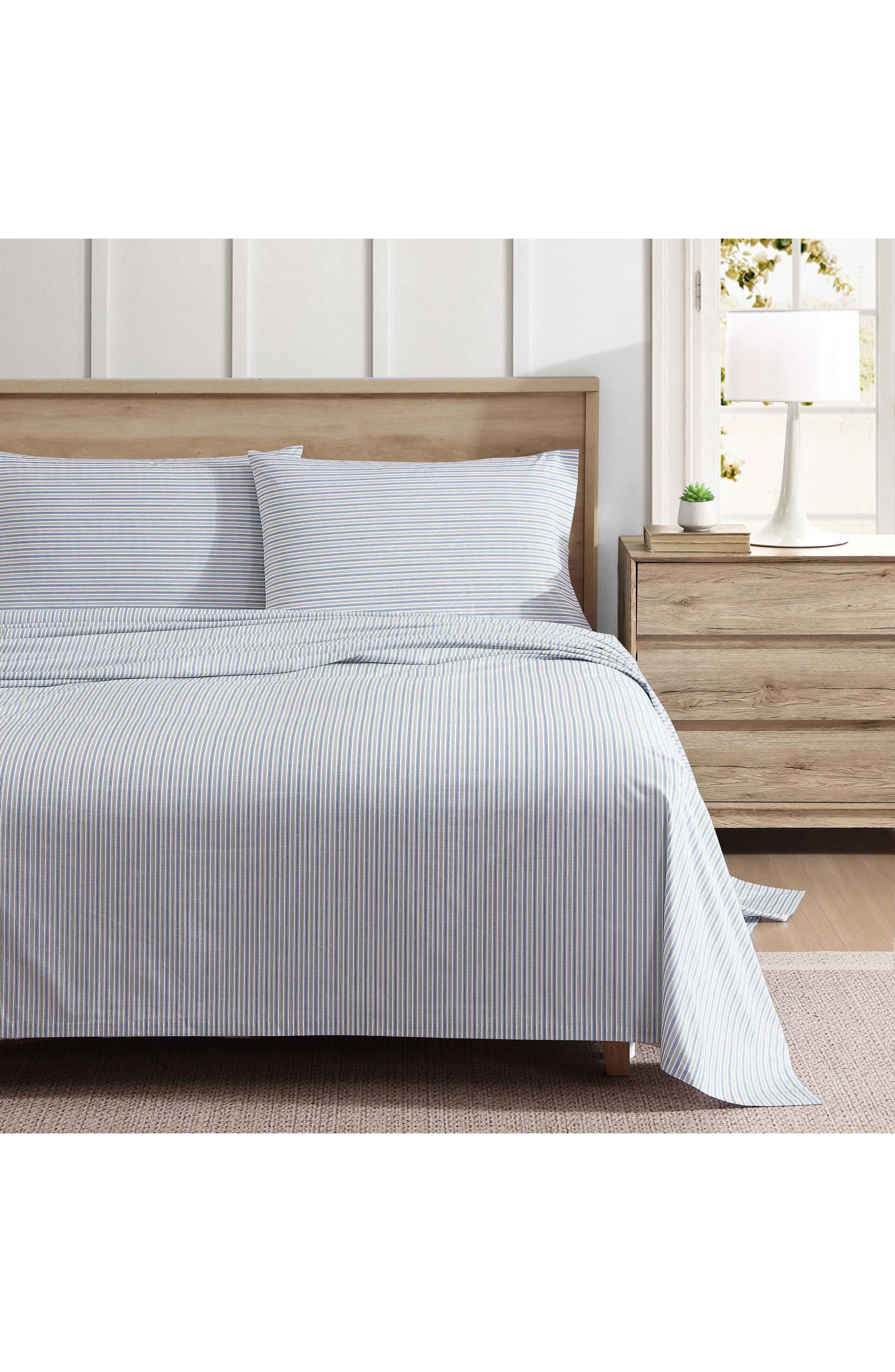 Eddie Bauer Ticking Stripe 200 Thread Count Cotton Percale Sheet Set