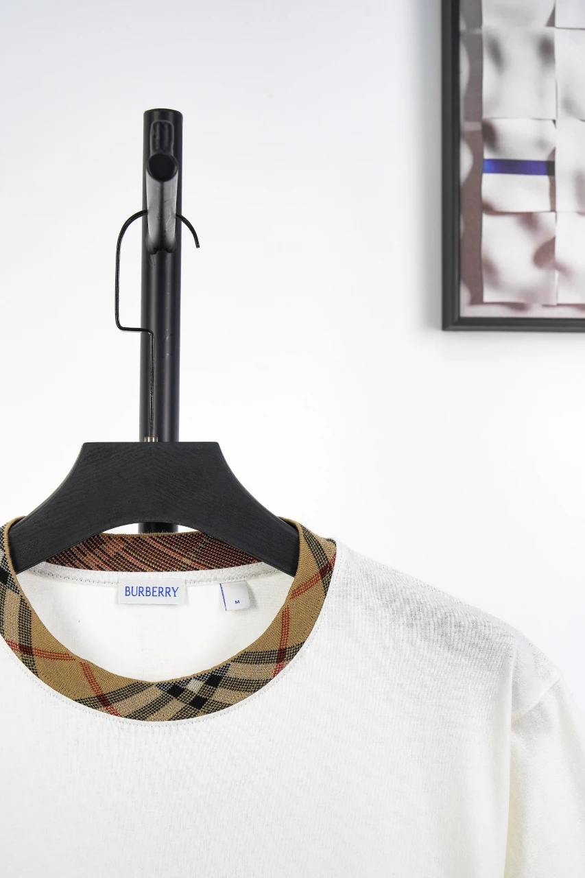 Burberry White Check Collar Crewneck T-Shirt product photo from LabelPicks
