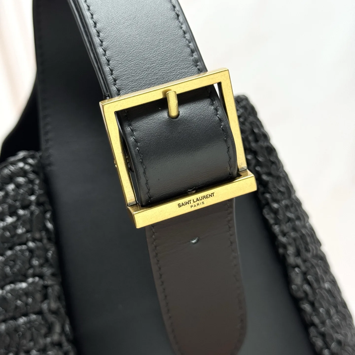 Saint Laurent Black Straw Woven Shoulder Bag product photo from LabelPicks