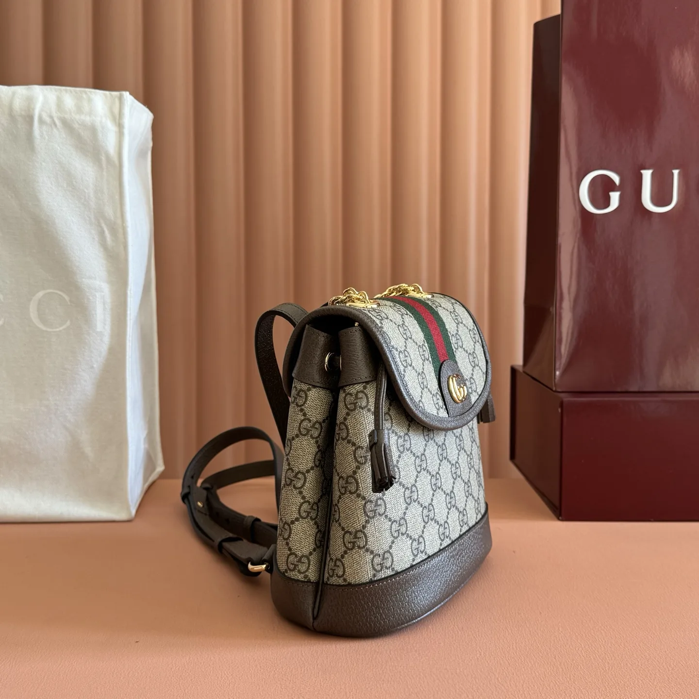 Gucci Brown Ophidia GG Supreme Canvas Backpack product photo from LabelPicks
