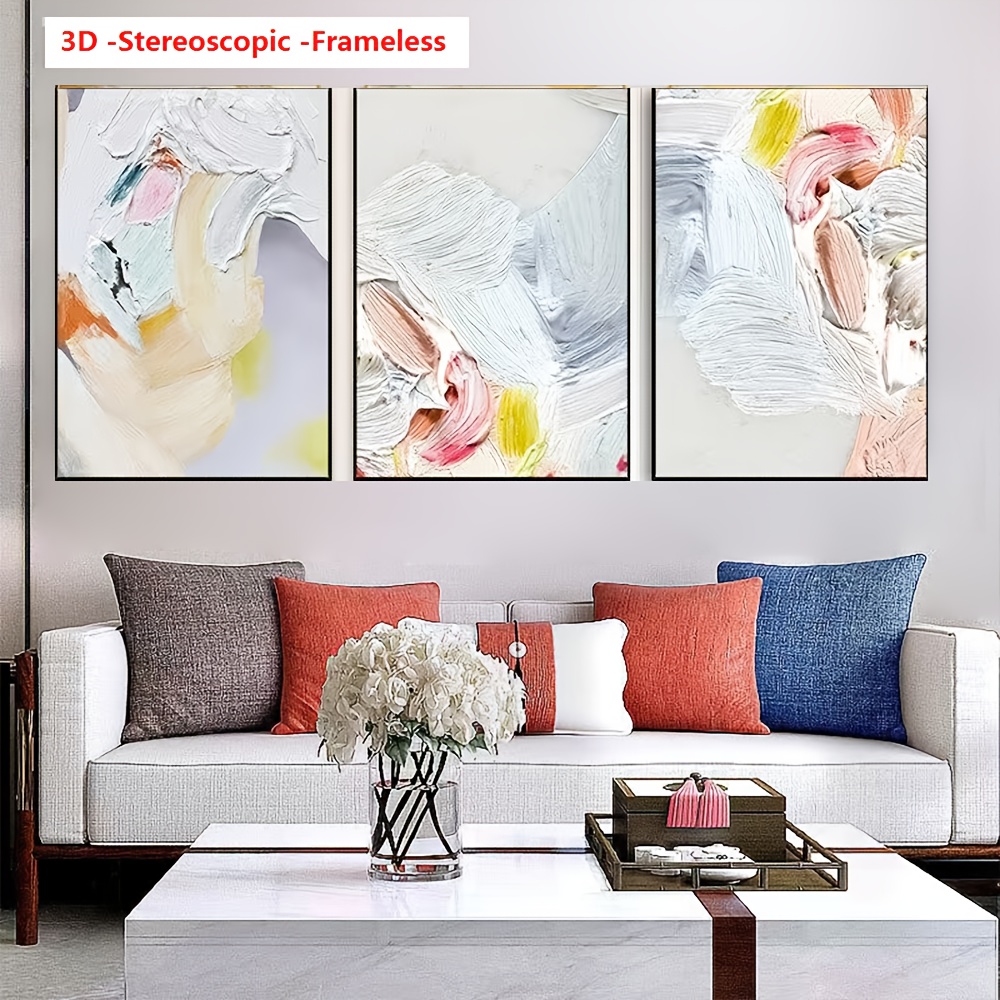 3D Stereoscopic Frameless Hand-Painted Wabi-Sabi Triptych |   High-Quality 3-Piece Joint Oil Painting with Thick Knife Texture |   Abstract Line Landscape Art |   Modern Wealth Attraction for Living Room, Bedroom Entrance |   Large Multiple Sizes