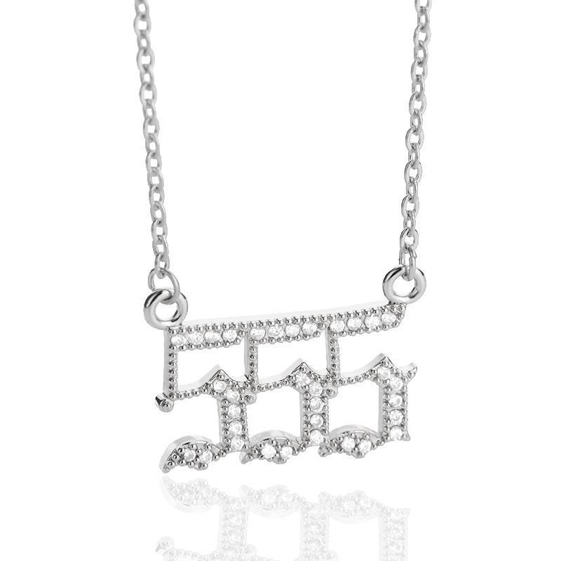 111-999 Angel Number Necklace with Bling Zirconia