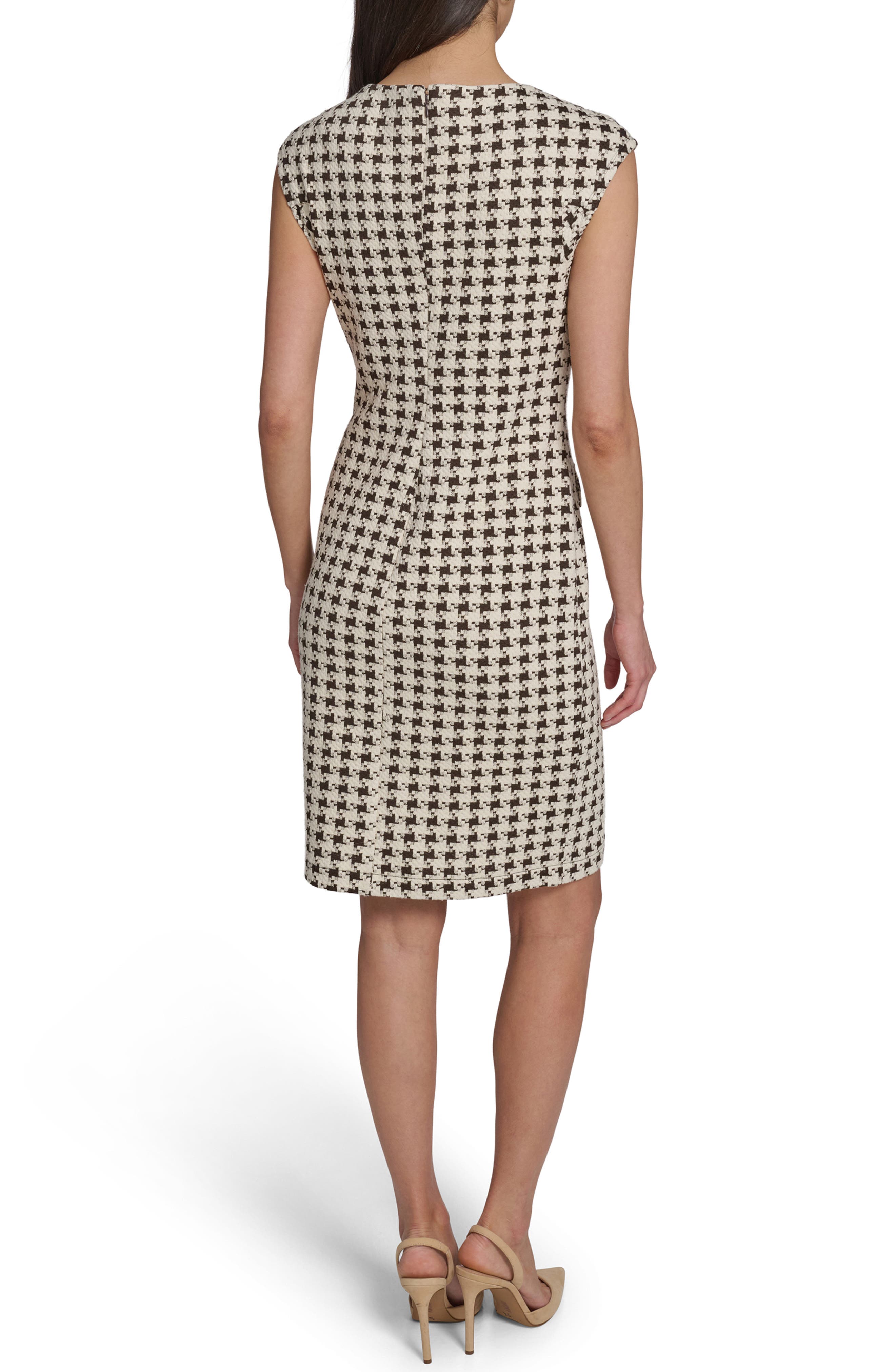 Tommy Hilfiger Cap Sleeve Houndstooth Sheath Dress
