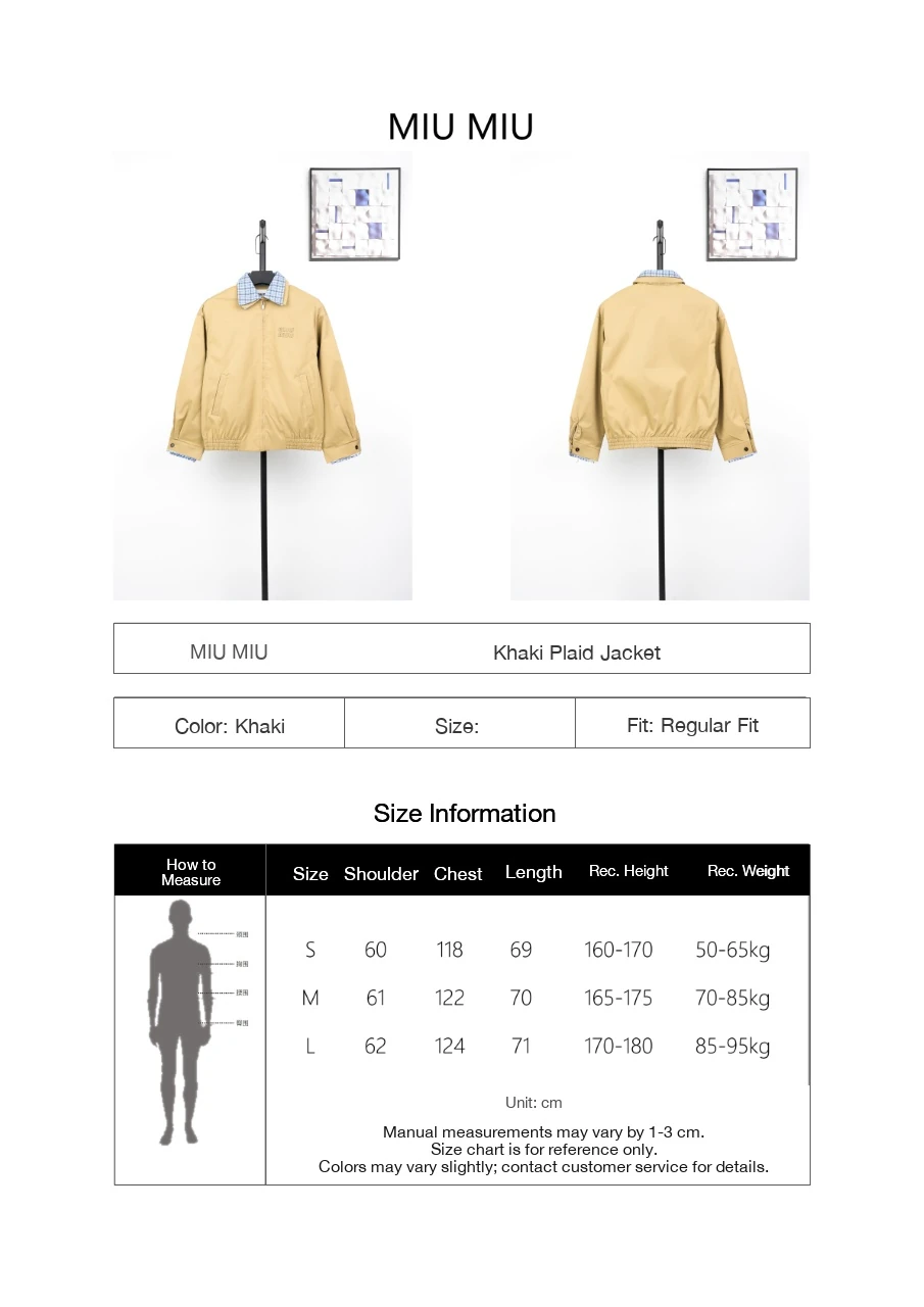 Miu Miu Khaki Contrast Check Collar Jacket product photo from LabelPicks