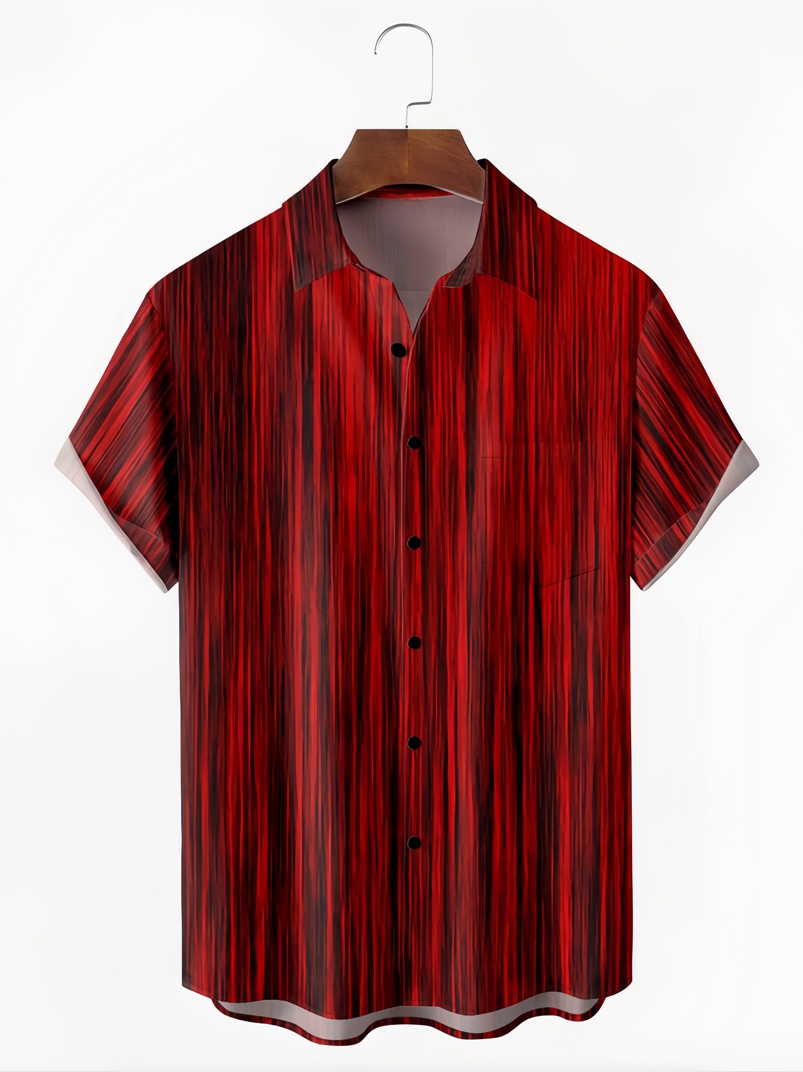 Geometric Stripe Chest Pocket Short Sleeve Casual Shirt