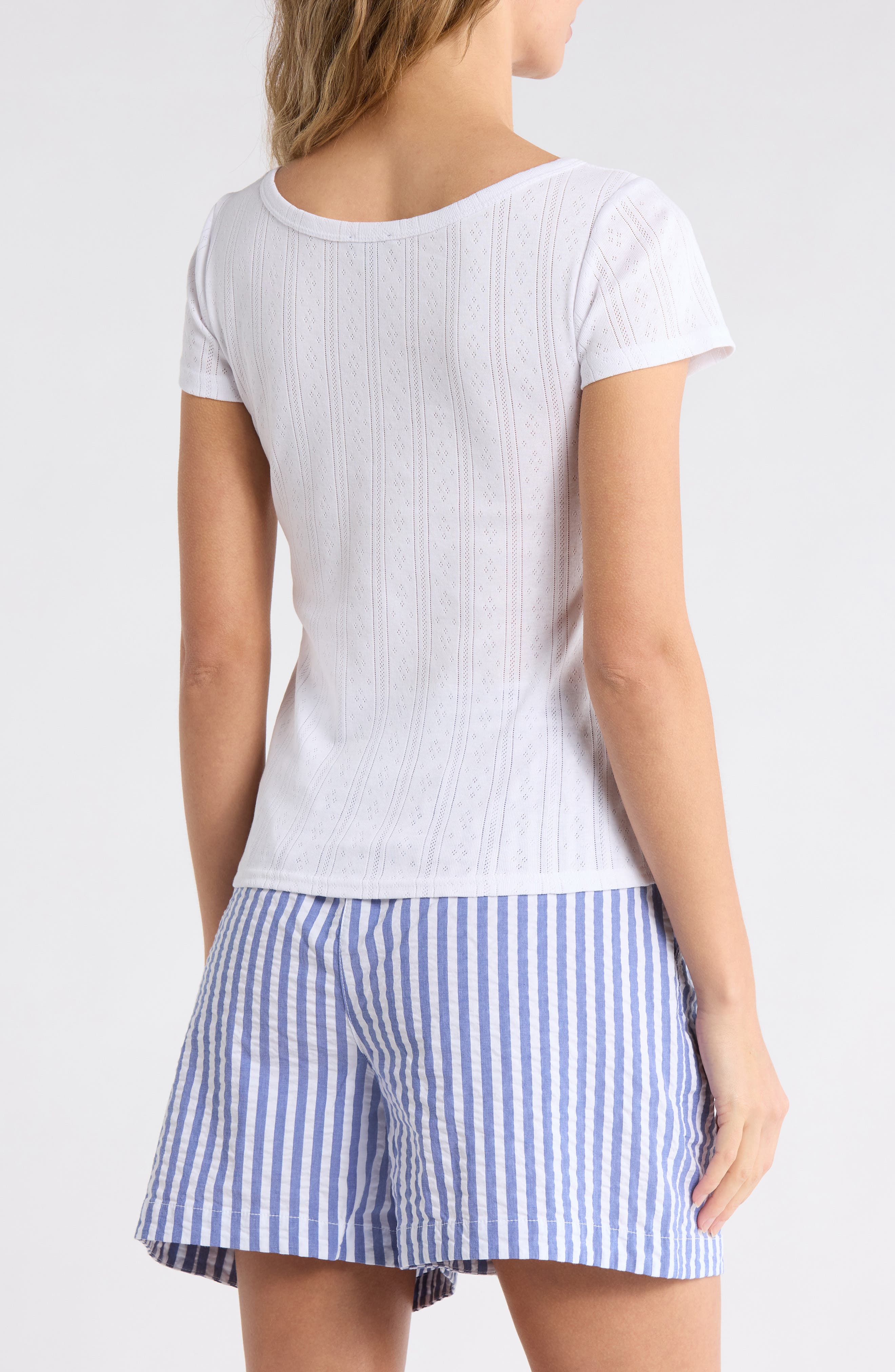 Splendid Boat Neck Pointelle T-Shirt