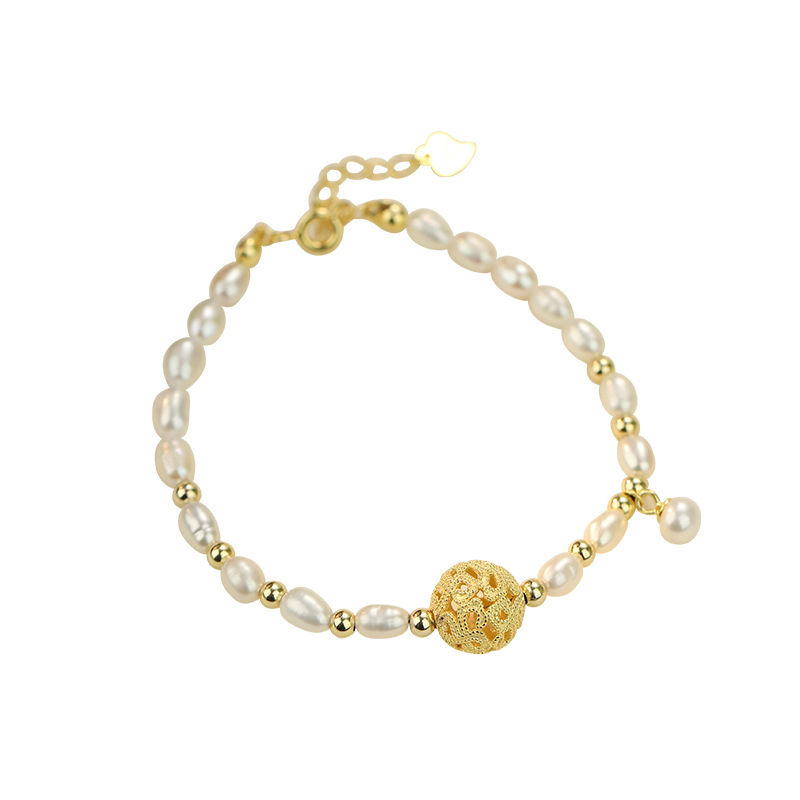 S925 sterling silver Ruyi flower pendant pearl bracelet, a new Chinese-style, traditional Chinese design, and elegant, delicate jewelry
