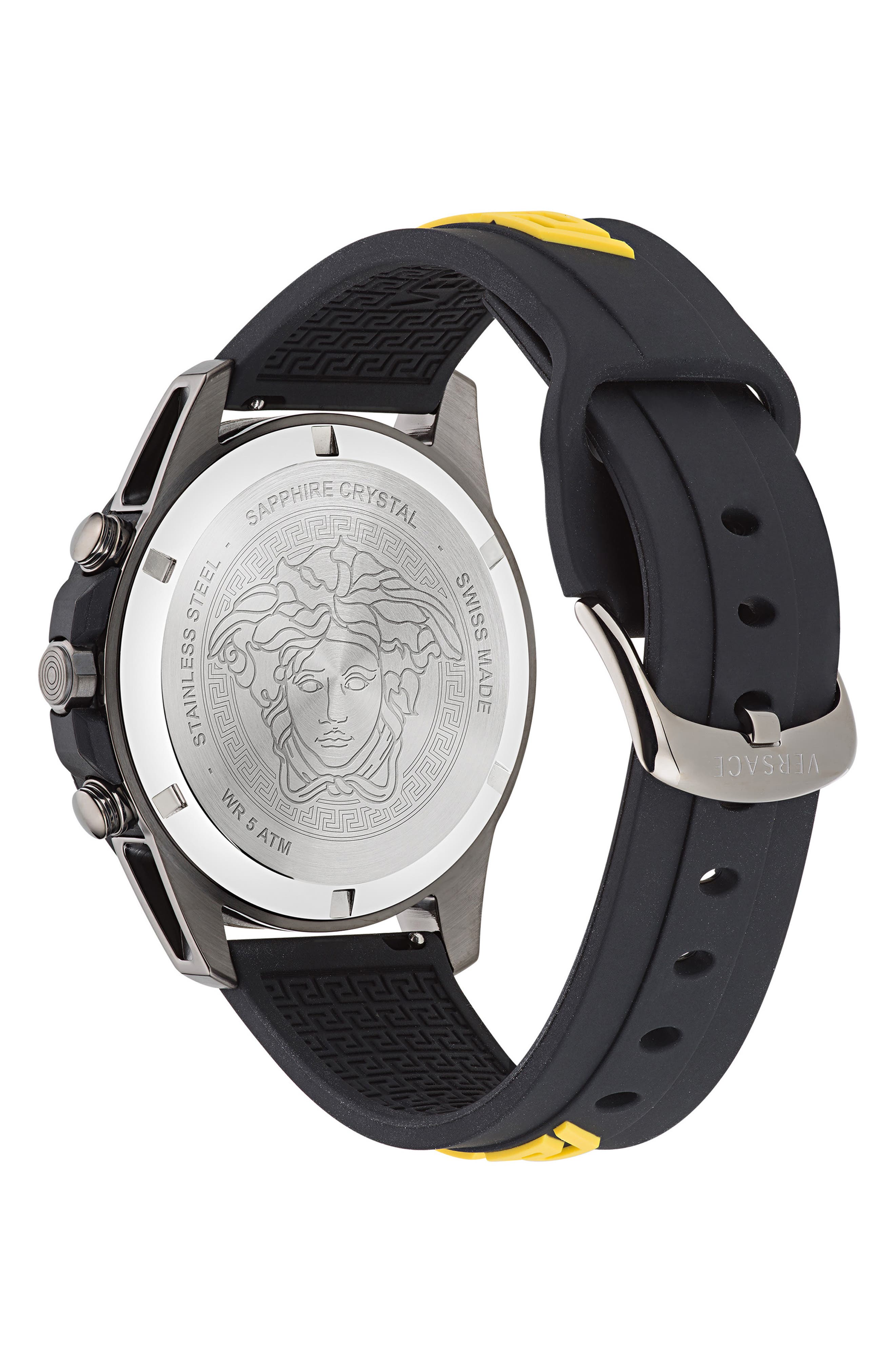 Versace Greca Action Chronograph Silicone Strap Watch, 45mm