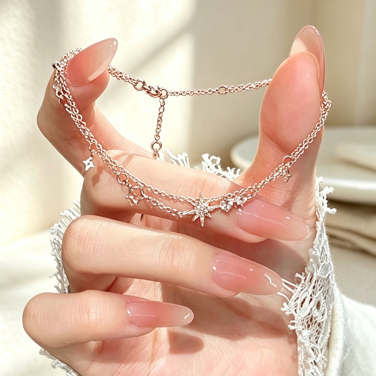 925 sterling silver meteor shower bracelet, a fashionable and luxurious piece of jewelry featuring a six-pointed star design, perfect as a gift for the Qixi Festival