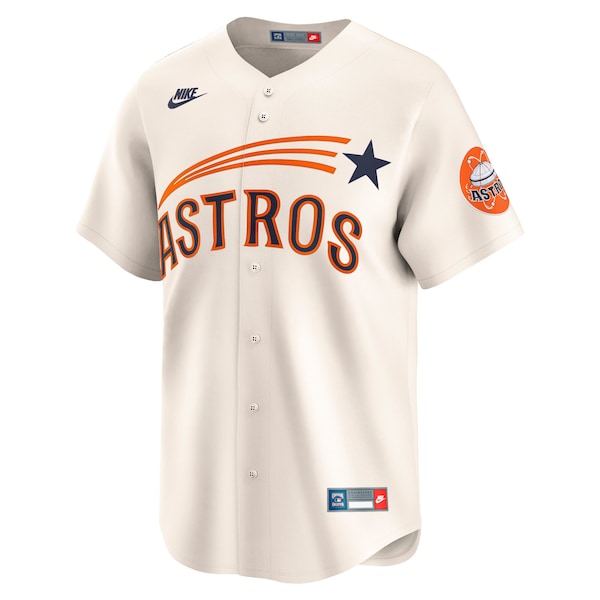 Houston Astros Nike Throwback Cooperstown Collection Limited Jersey - Cream