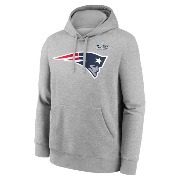 Men's New England Patriots Drake Maye Nike Heather Gray Super Bowl LX Patch Name & Number Hoodie