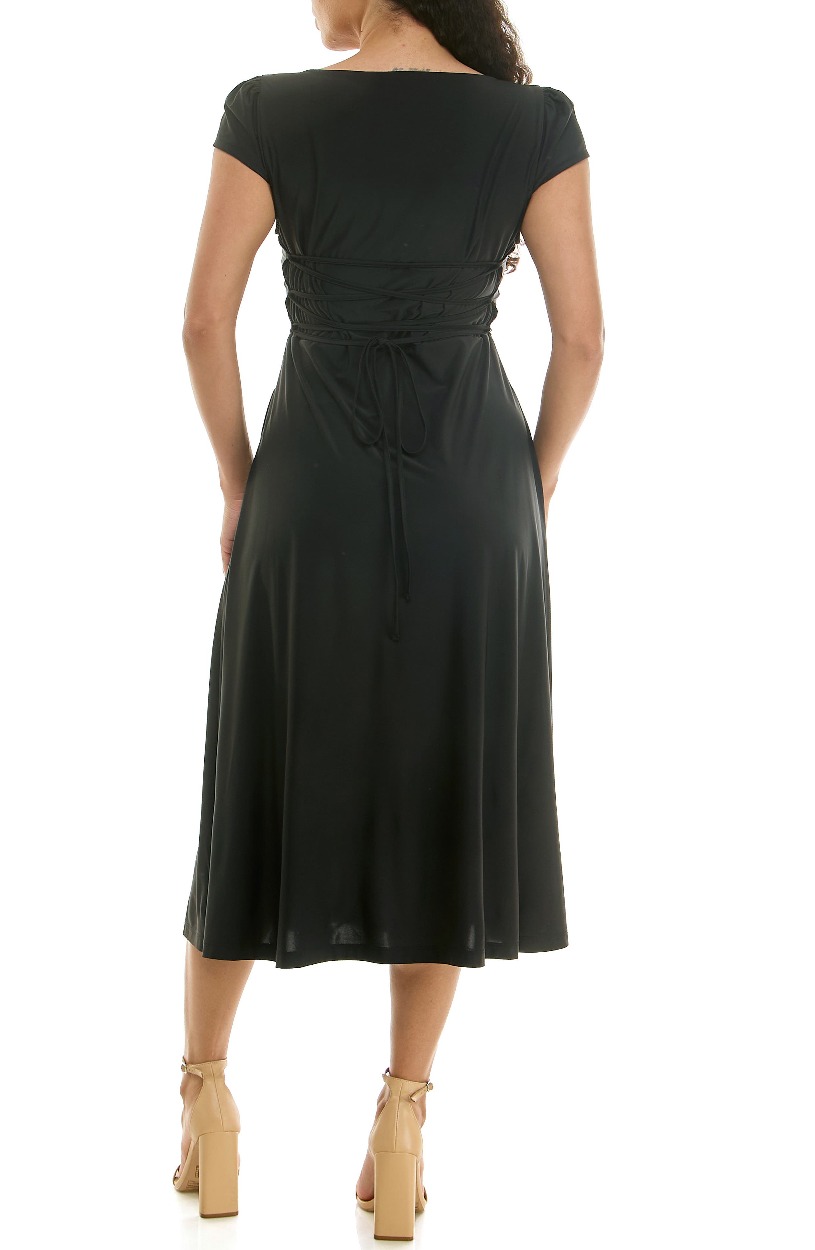 Nina Leonard Cap Sleeve Fit & Flare Dress