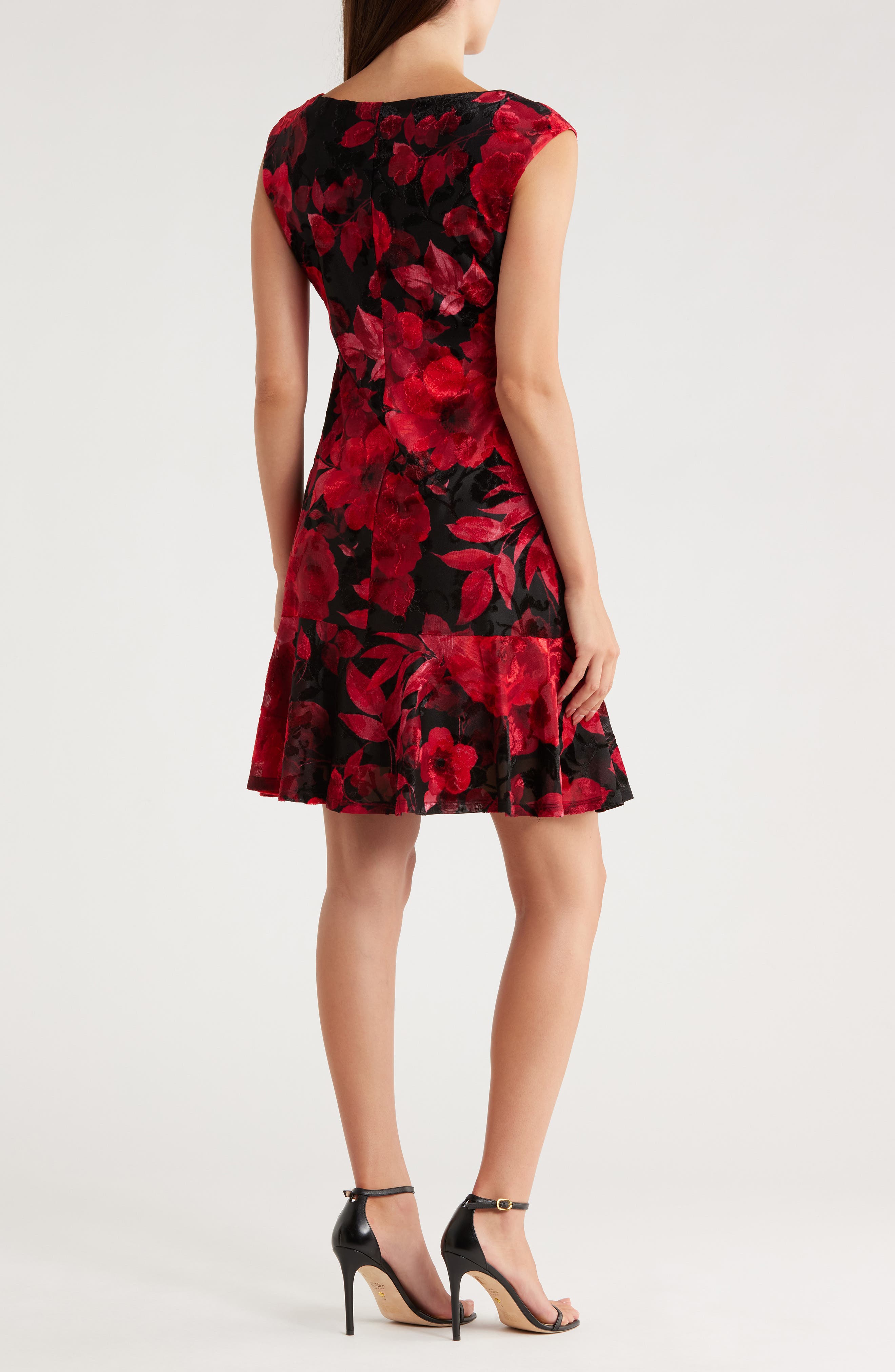 Connected Apparel Velvet Burnout Midi Dress