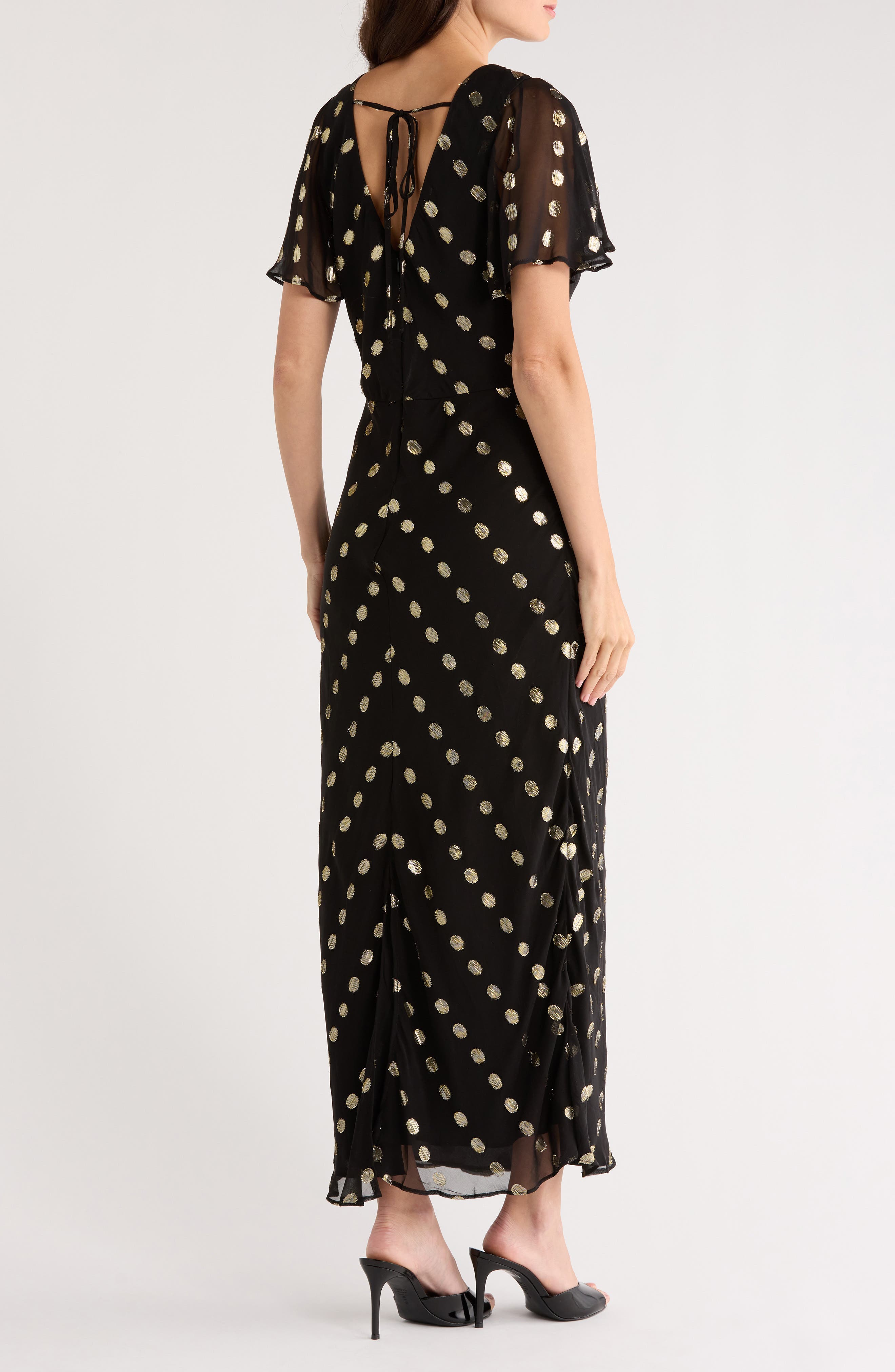 Halogen® Metallic Dot Tie Back Maxi Dress
