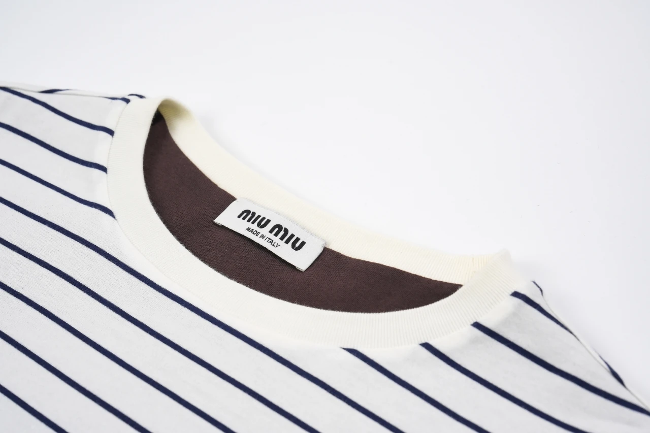 Miu Miu White Black Stripe Reversible T-Shirt product photo from LabelPicks