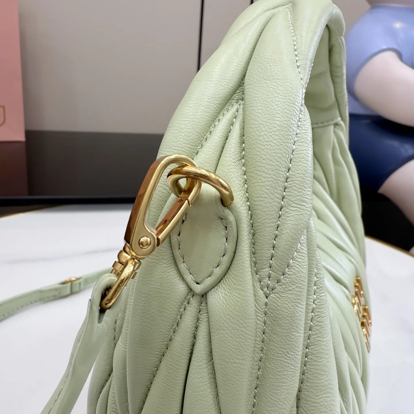 Miu Miu Matelasse Green Lambskin Shoulder Bag product photo from LabelPicks