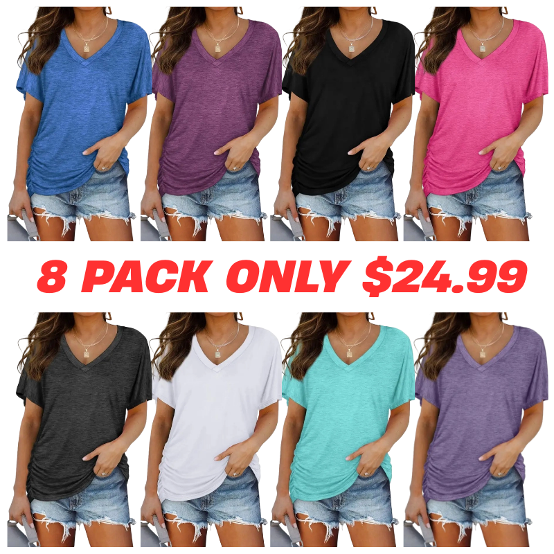 🔥Today's Specials-All Colors Just 24.99🎉-Women's Loose Fit V-Neck Dolman Shirt