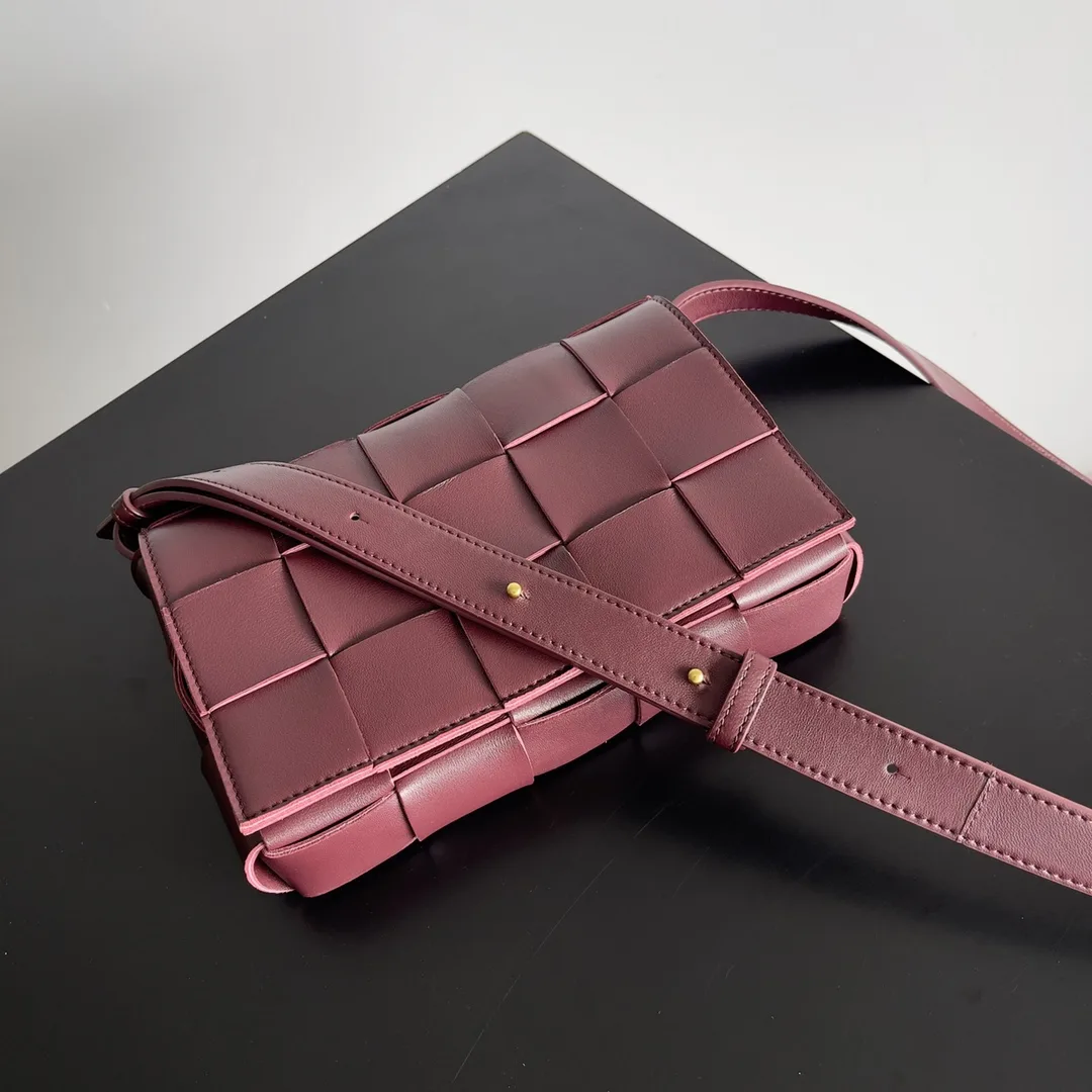 Bottega Veneta Cassette Burgundy Intrecciato Woven Leather Shoulder Bag product photo from LabelPicks