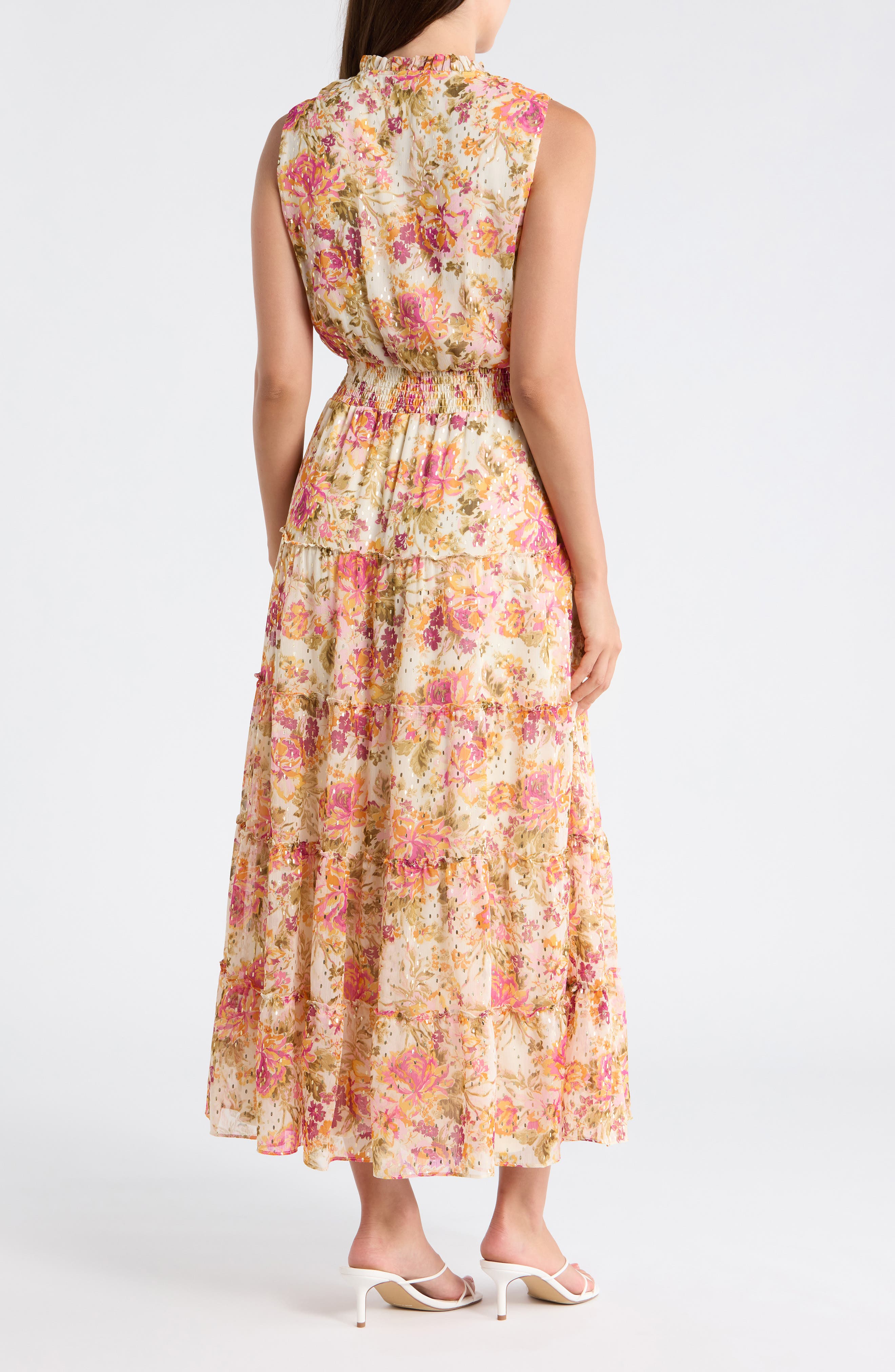 Halogen® Tie Neck Sleeveless Tiered Maxi Dress