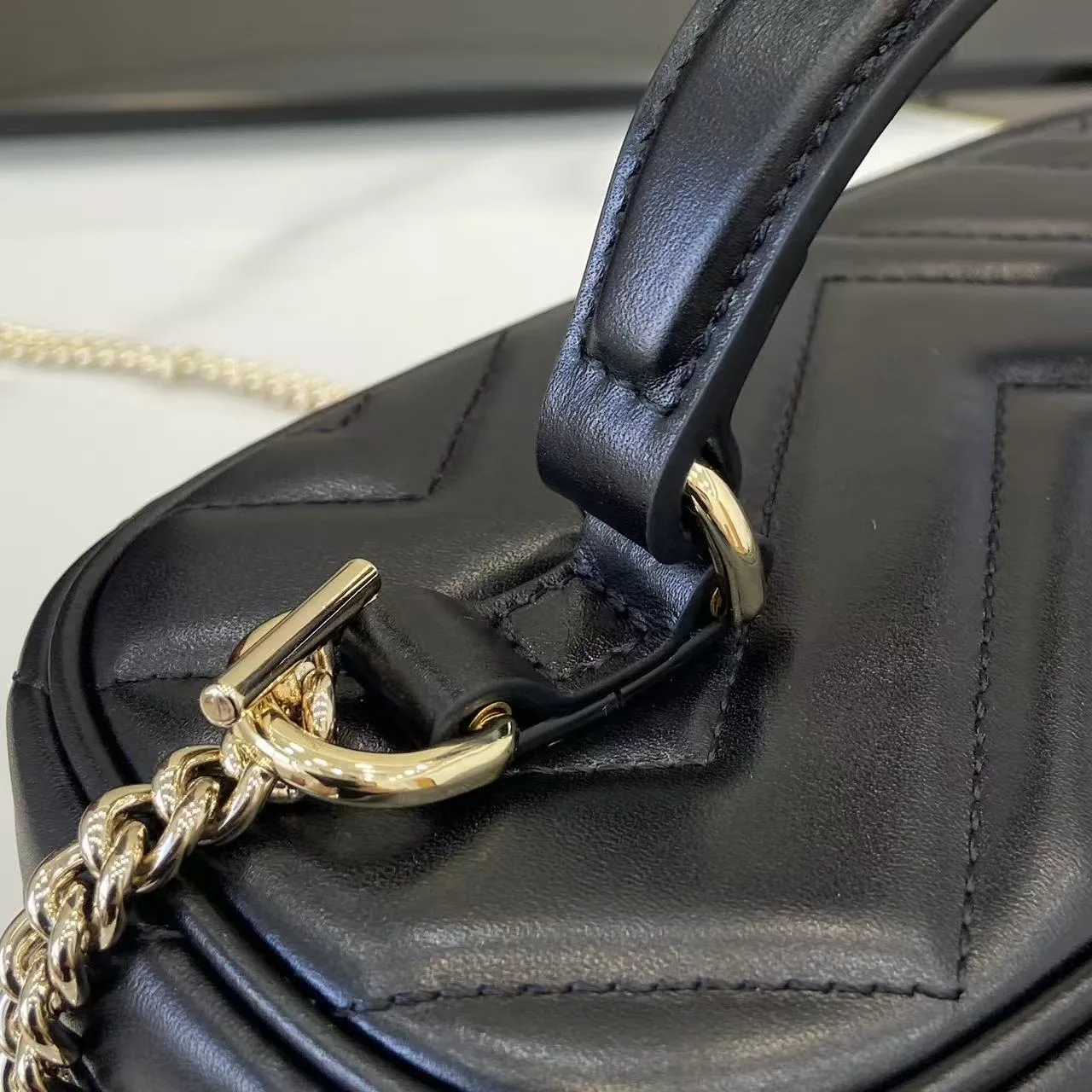 Gucci Black Marmont GG Supreme Canvas Top Handle Bag product photo from LabelPicks