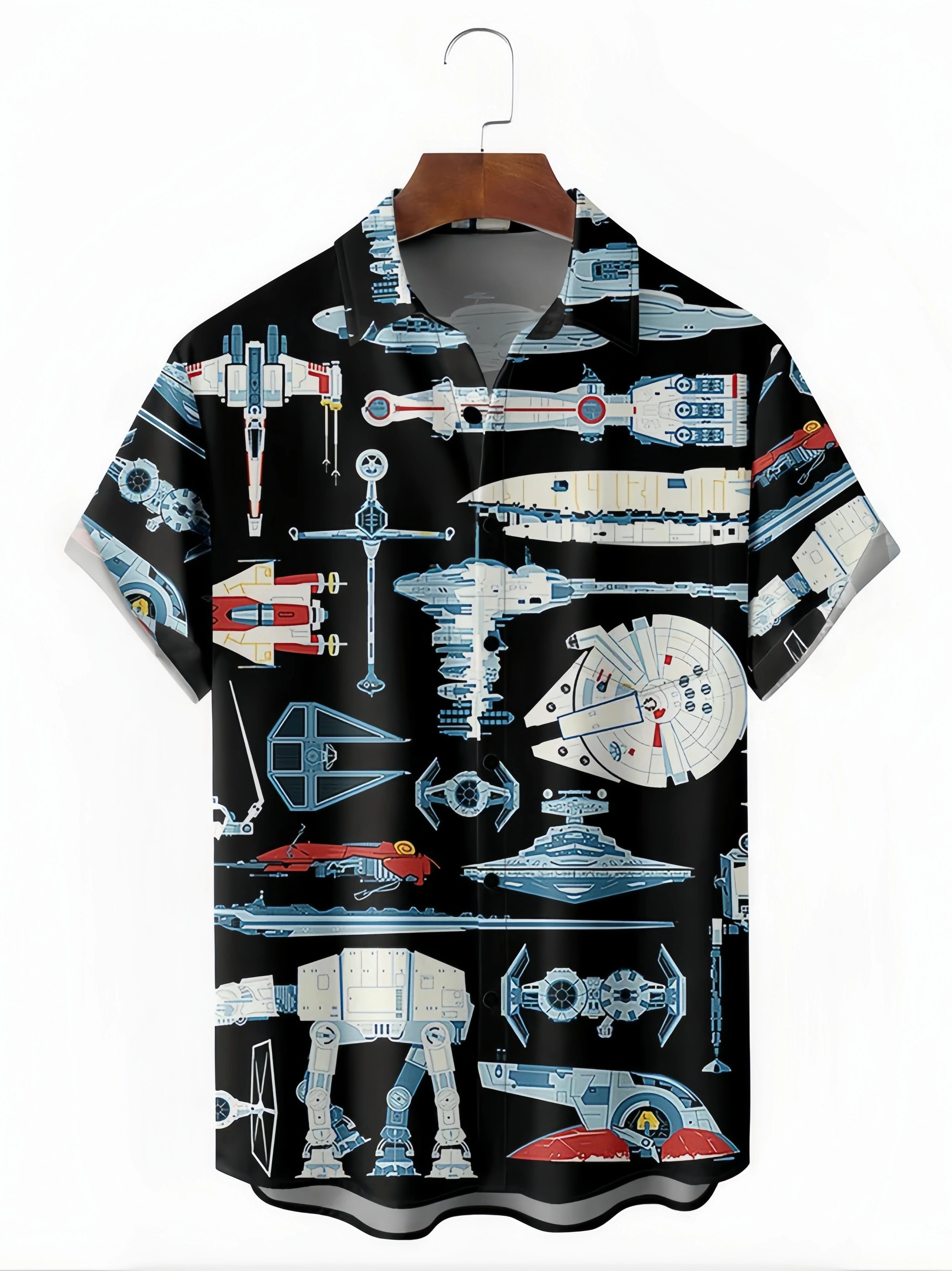 Robotic Vehicle Chest Pocket Short Sleeve Casual Shirt