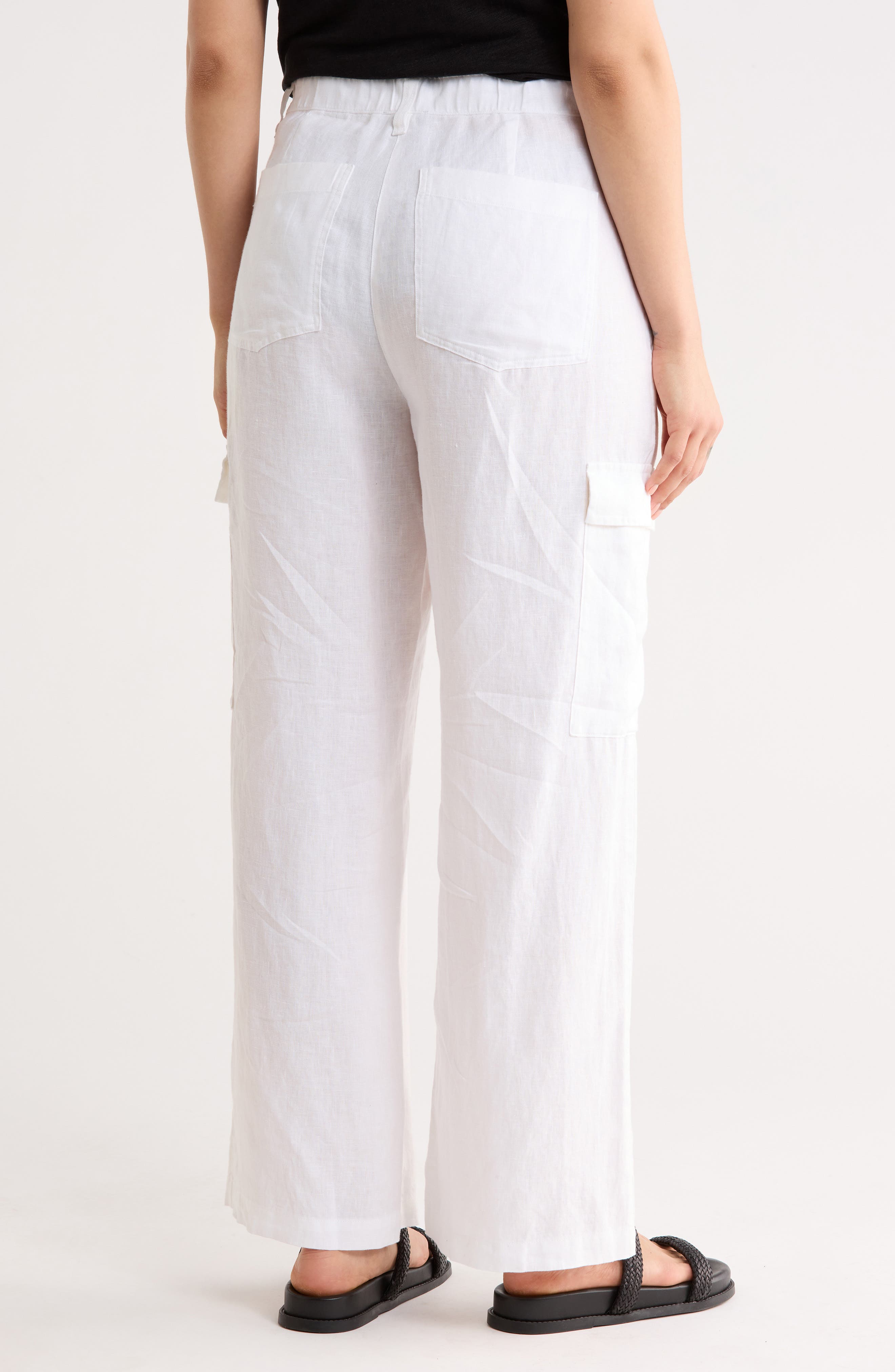 Eileen Fisher Wide Cargo Organic Linen Pants