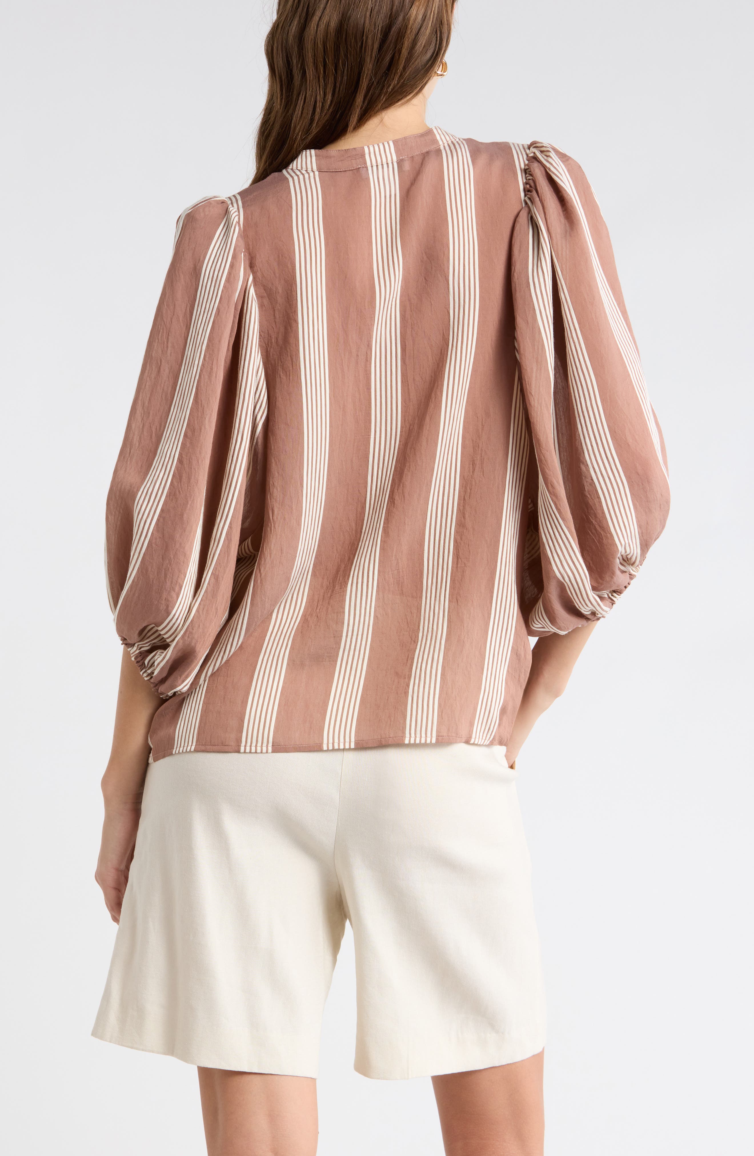 Nordstrom Stripe Balloon Sleeve Button-Up Shirt