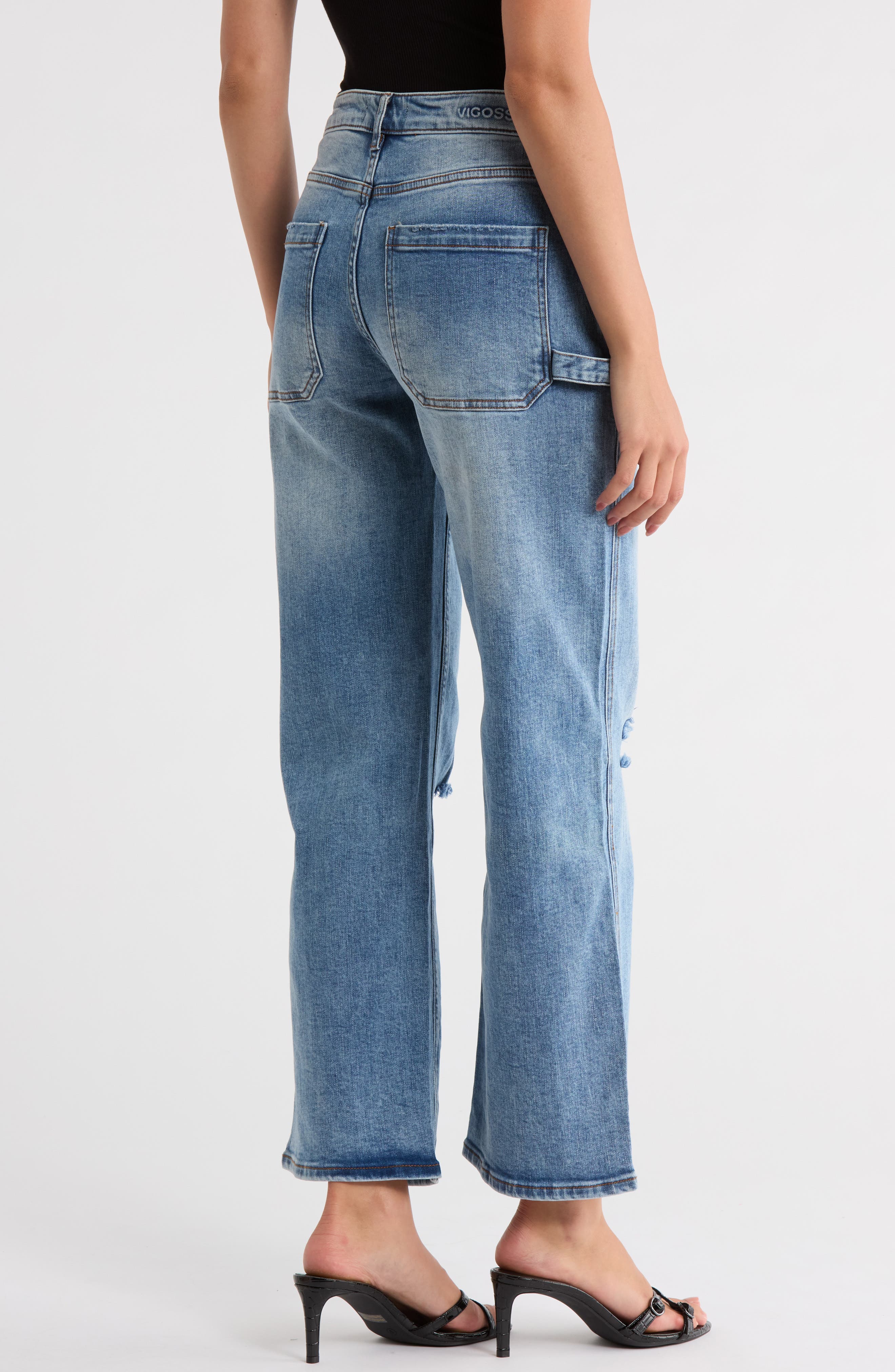 Vigoss Ripped Baggy Straight Leg Utility Jeans