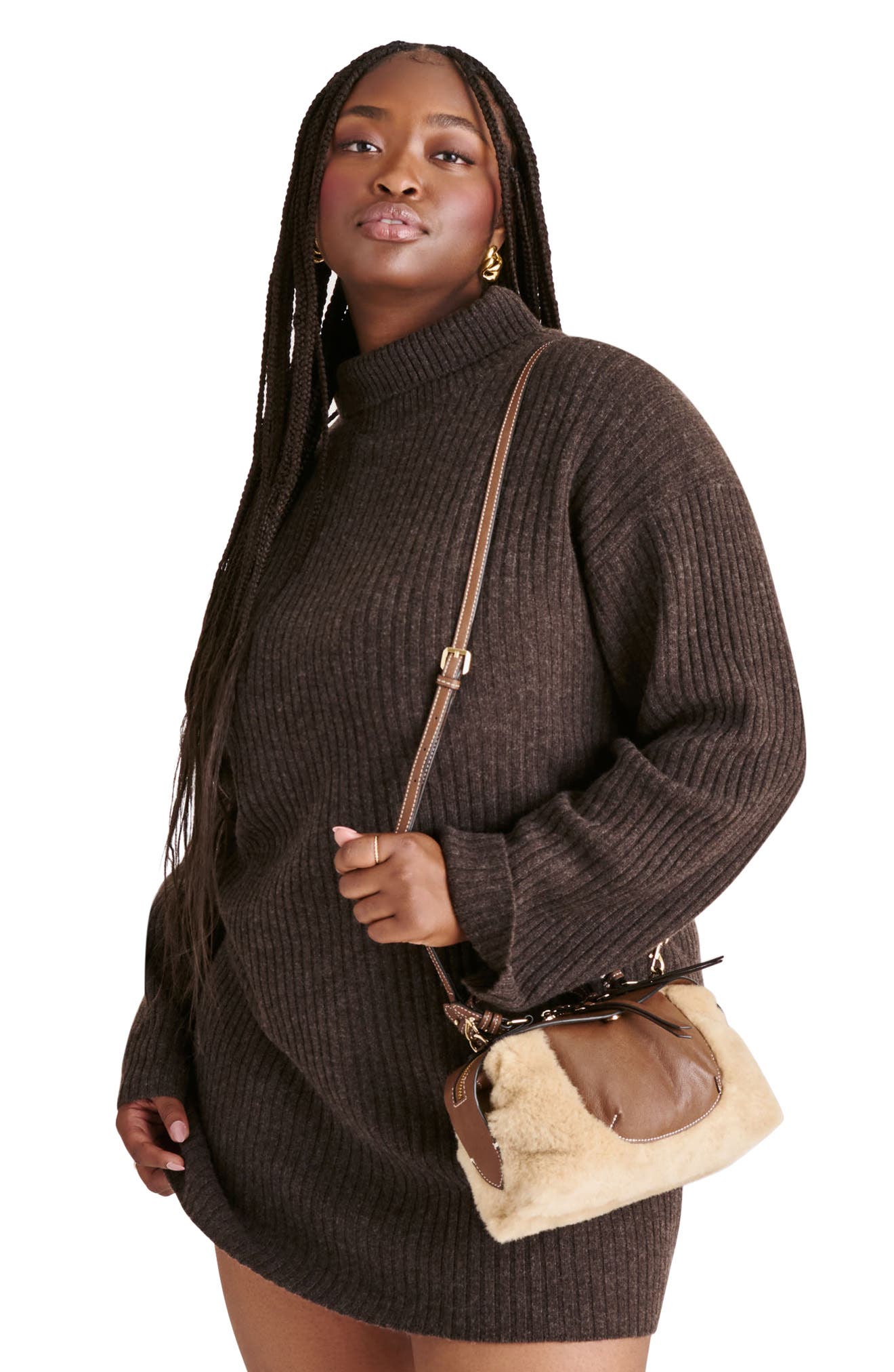 Dolce Vita Mini Faux Shearling Top Handle Bag