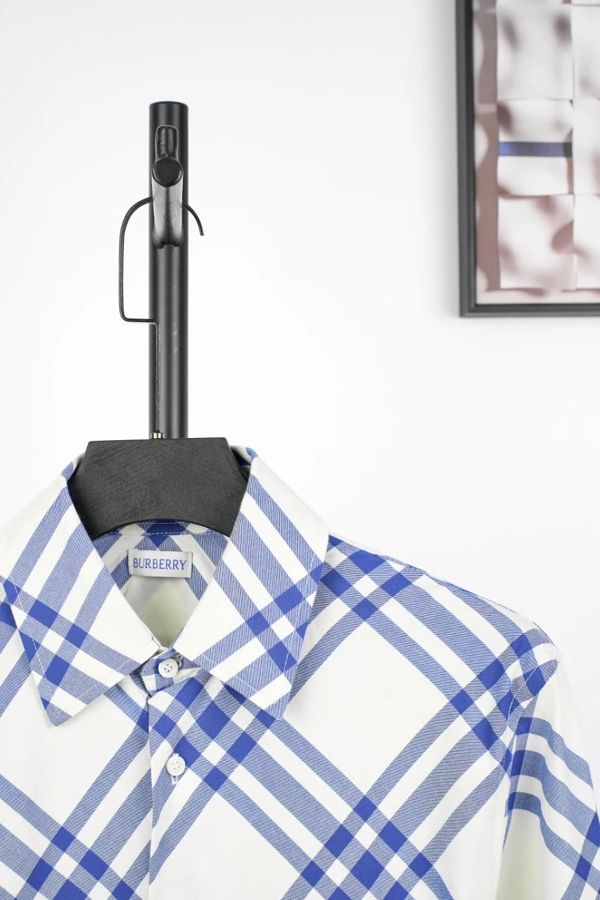 Burberry Blue White Check Long Sleeve Shirt product photo from LabelPicks