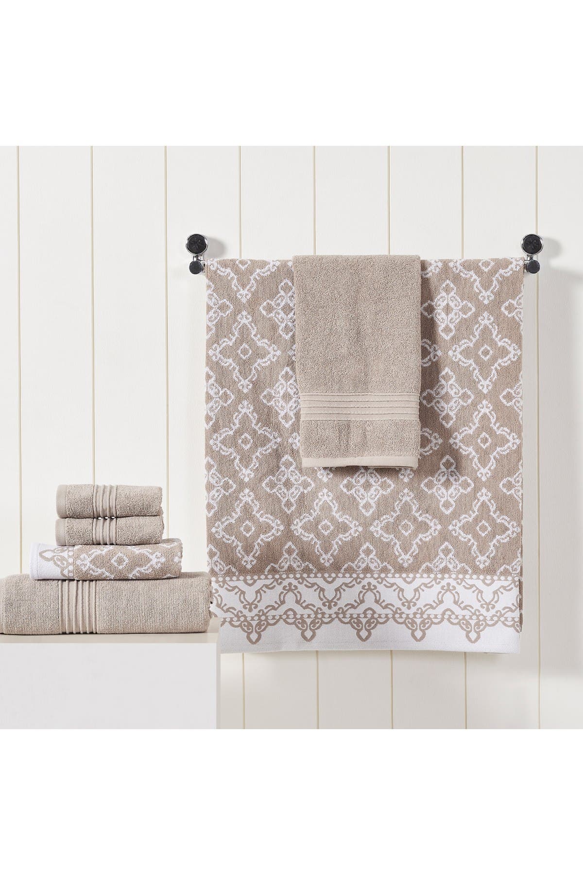 Modern Threads Yarn Dyed Jacquard/Solid Towel 6-Piece Set - Charlize Stone