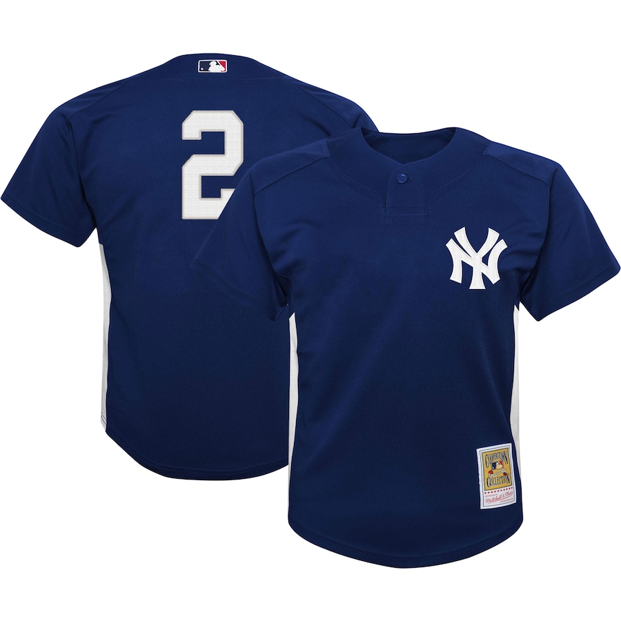 Derek Jeter New York Yankees Youth Team Cooperstown Collection Mesh Batting Practice Jersey - Navy