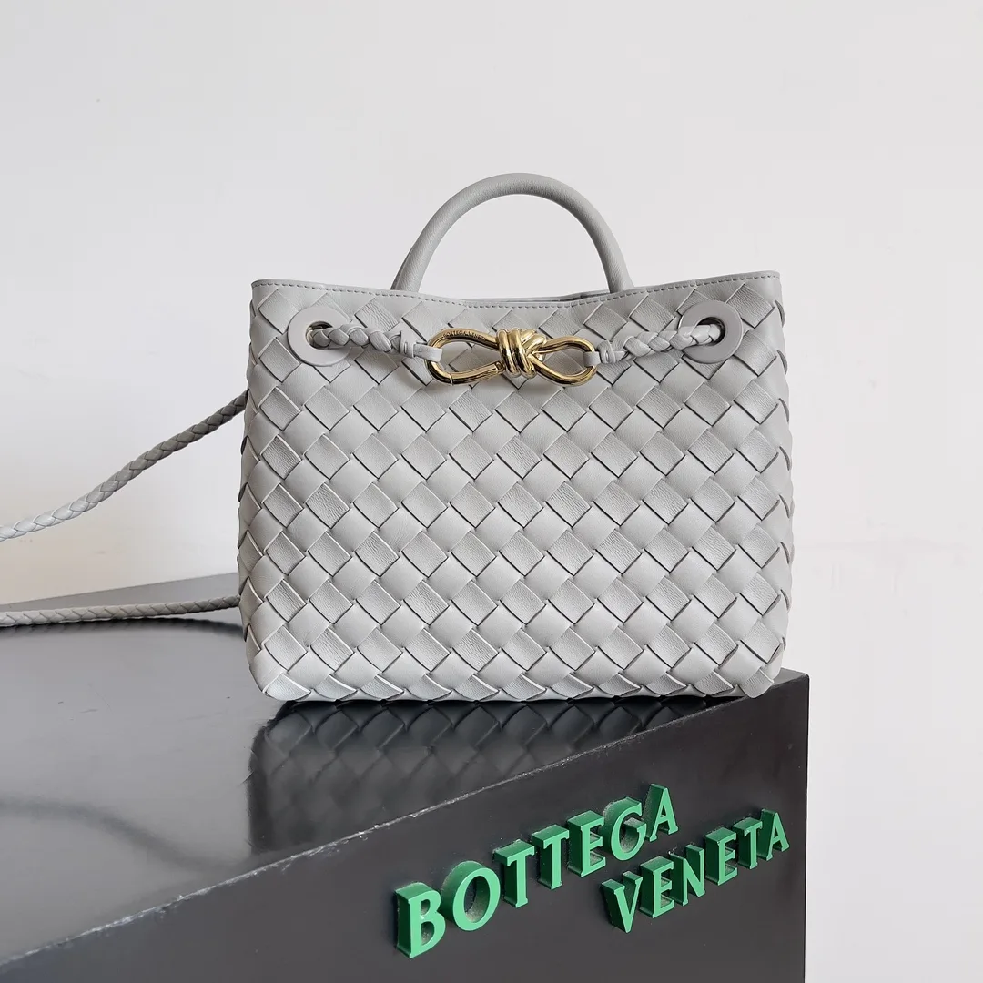 Bottega Veneta Andiamo White Intrecciato Woven Leather Top Handle Bag product photo from LabelPicks